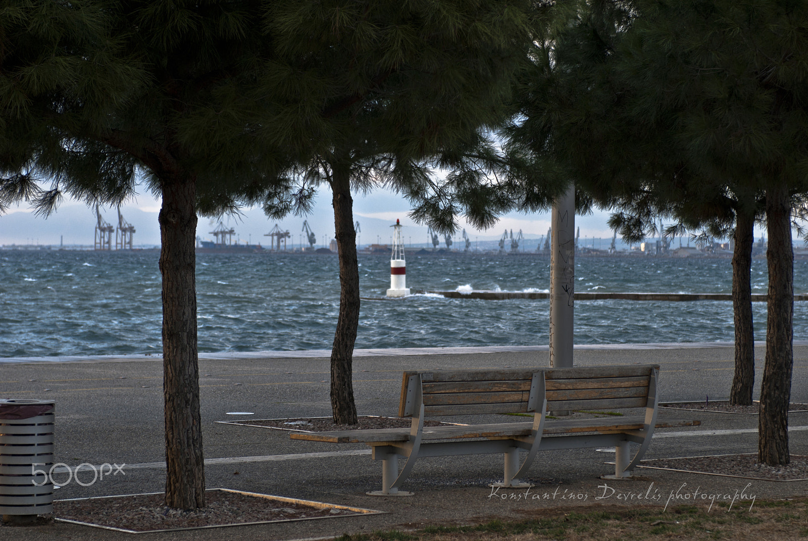 Nikon AF-S Nikkor 28-70mm F2.8 ED-IF sample photo. Bench lighthouse and sea ... photography