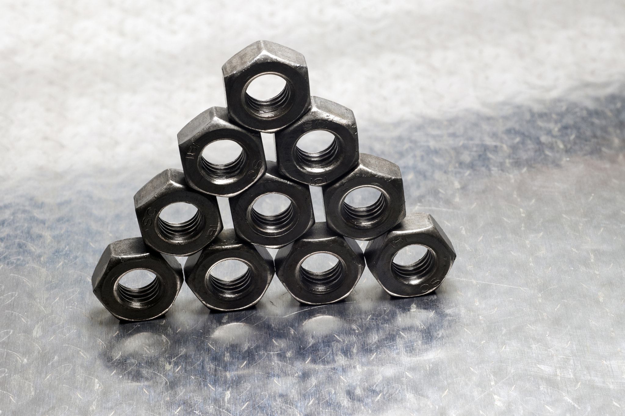 Sony Alpha DSLR-A900 + Minolta AF 100mm F2.8 Macro [New] sample photo. Pyramid of metric nuts. photography