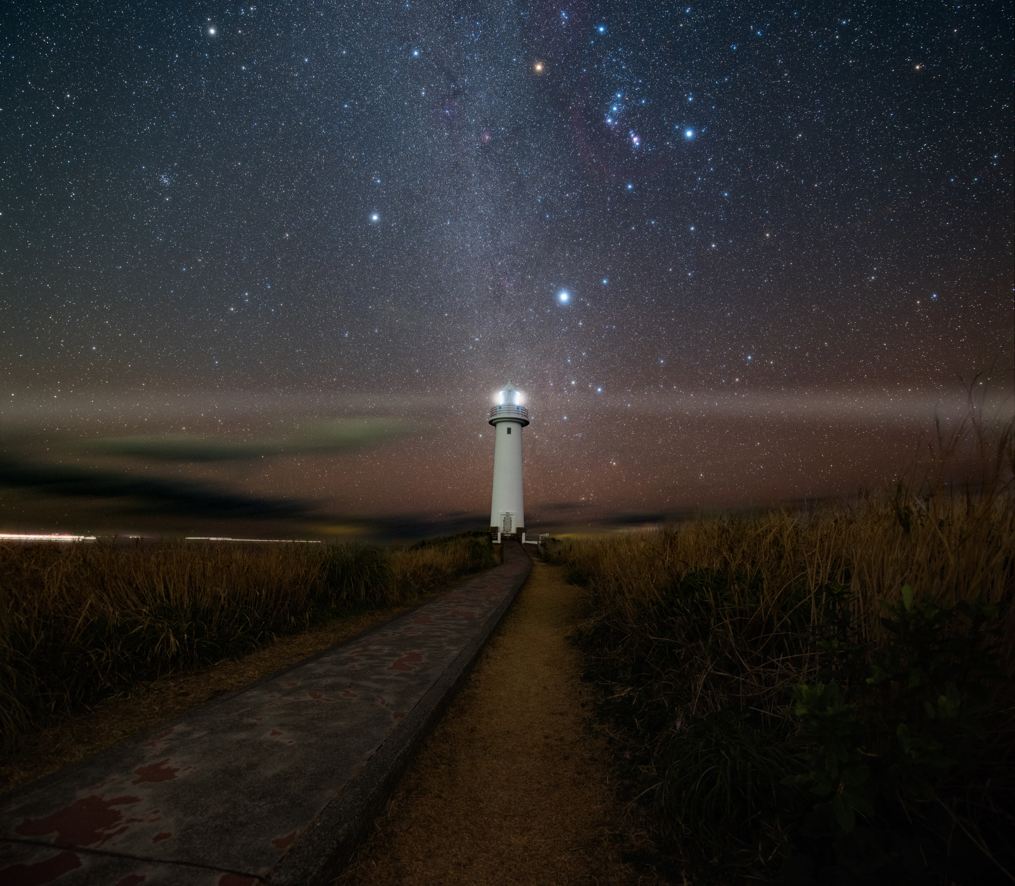 Nikon D810A + Tamron SP 15-30mm F2.8 Di VC USD sample photo. Lighthouse and winter constellations photography