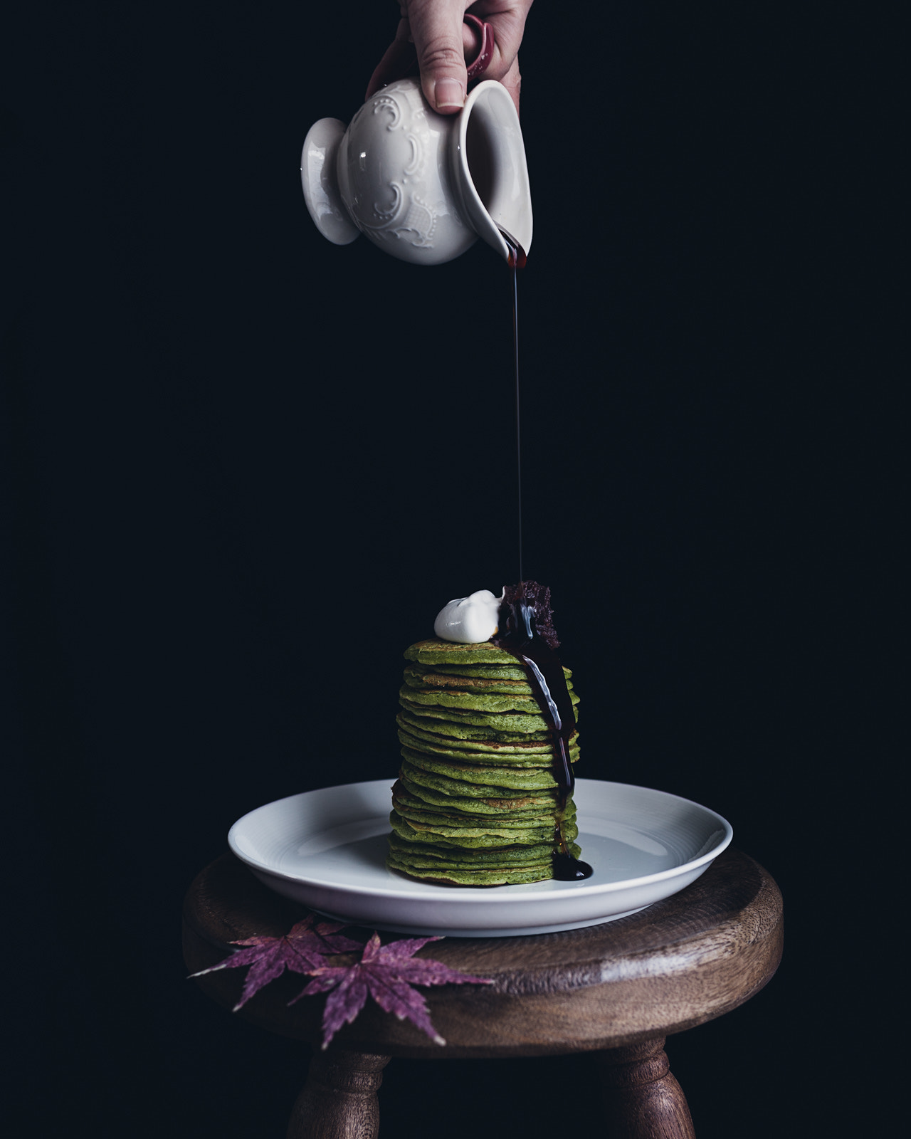 Nikon D610 + AF-S Nikkor 35mm f/1.8G sample photo. Matcha pancakes w/ brown sugar syrup. photography