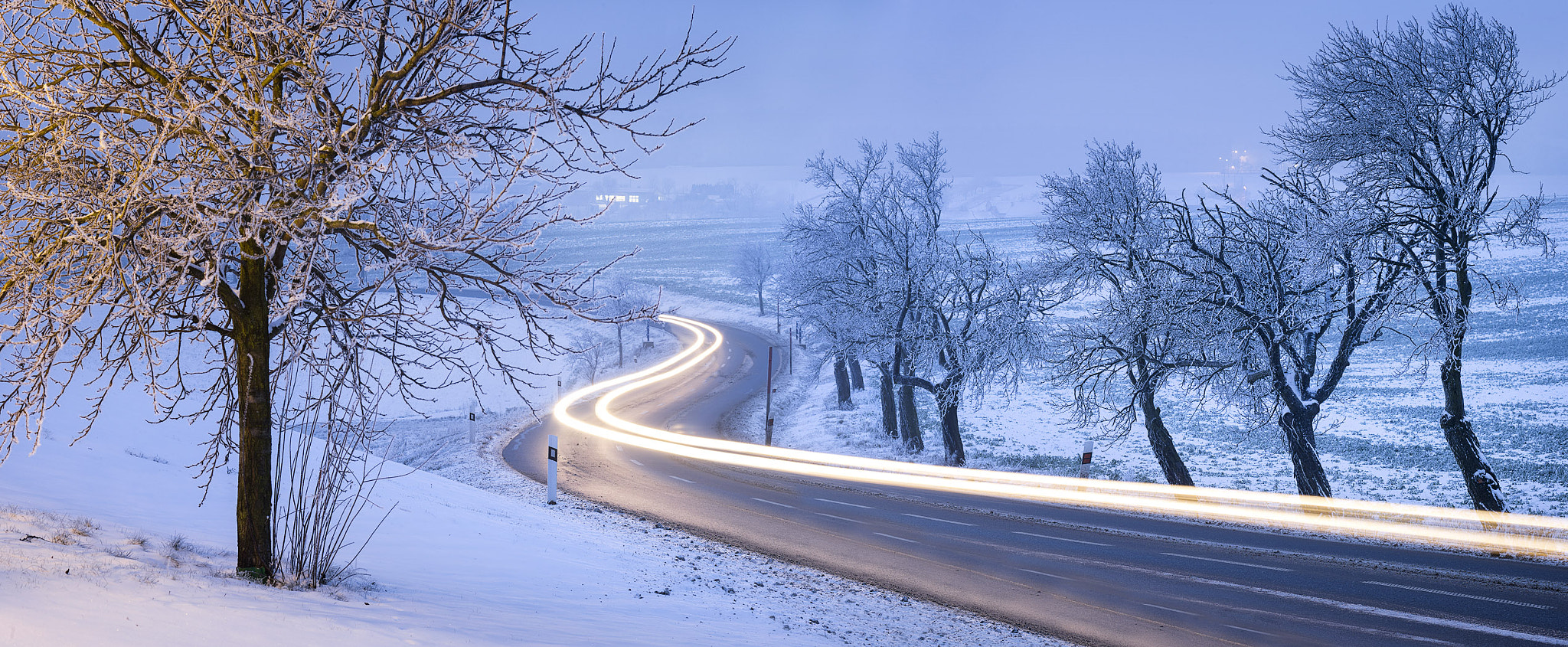 Pentax 645D sample photo. Panorama with light tail's of car photography