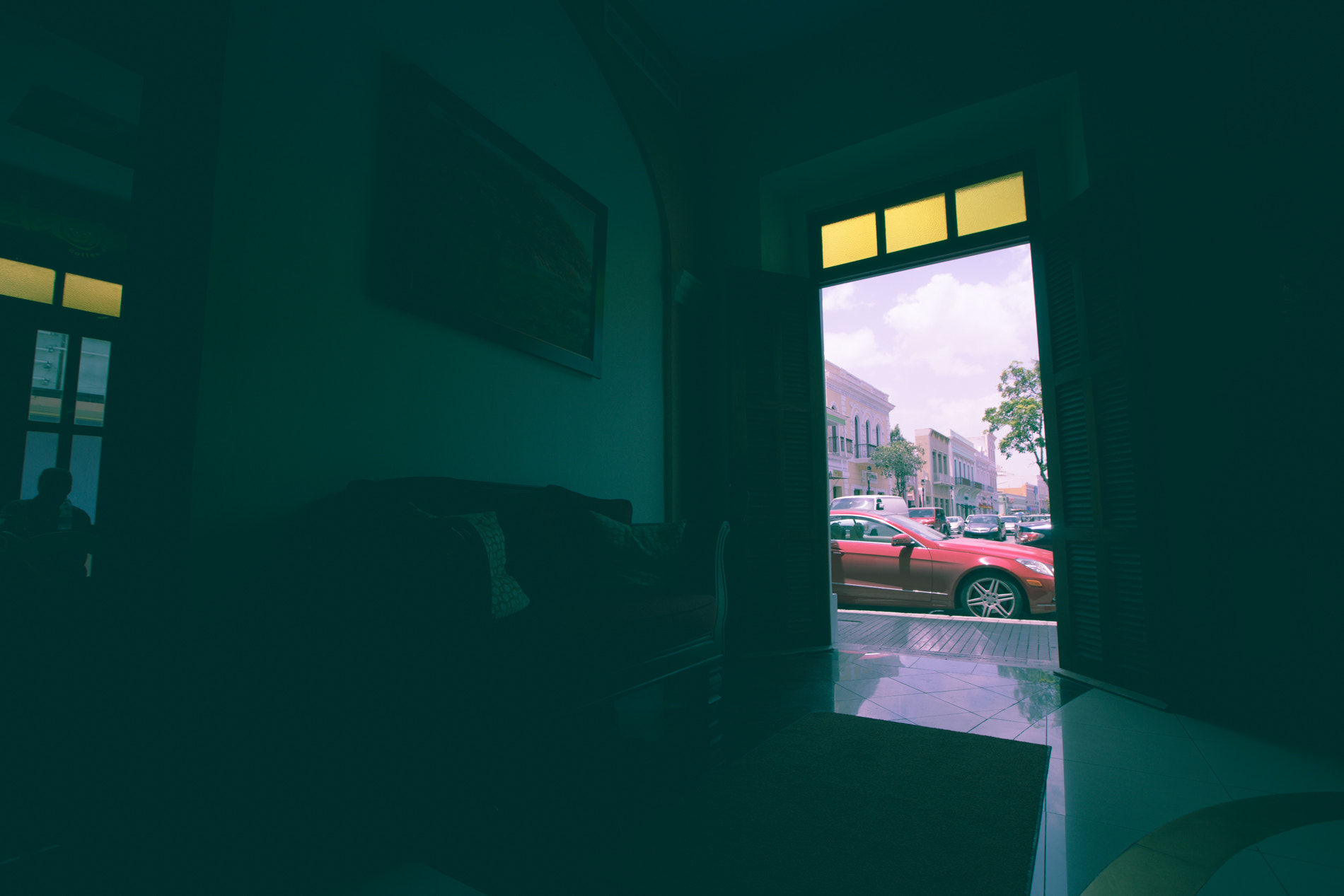 Sony a7 + Canon EF 16-35mm F2.8L II USM sample photo. The open door leads to the main square in ponce, puerto rico. photography