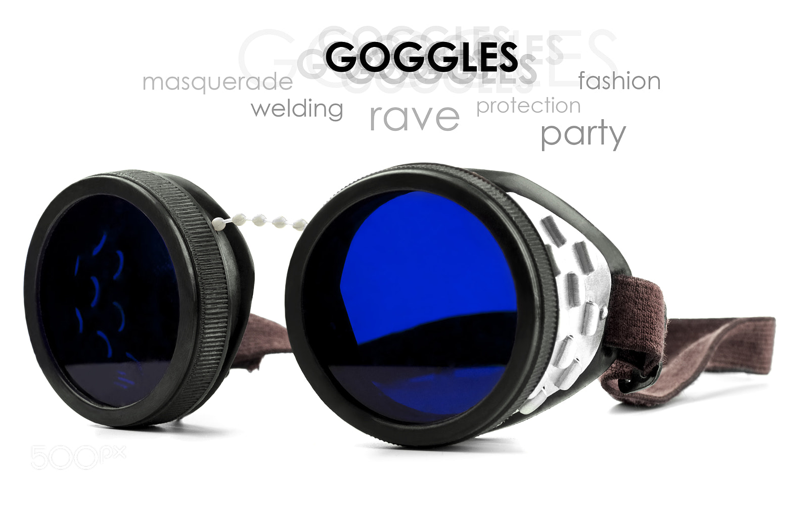 Nikon D200 + Nikon AF Micro-Nikkor 60mm F2.8D sample photo. Retro welding goggles isolated on white photography