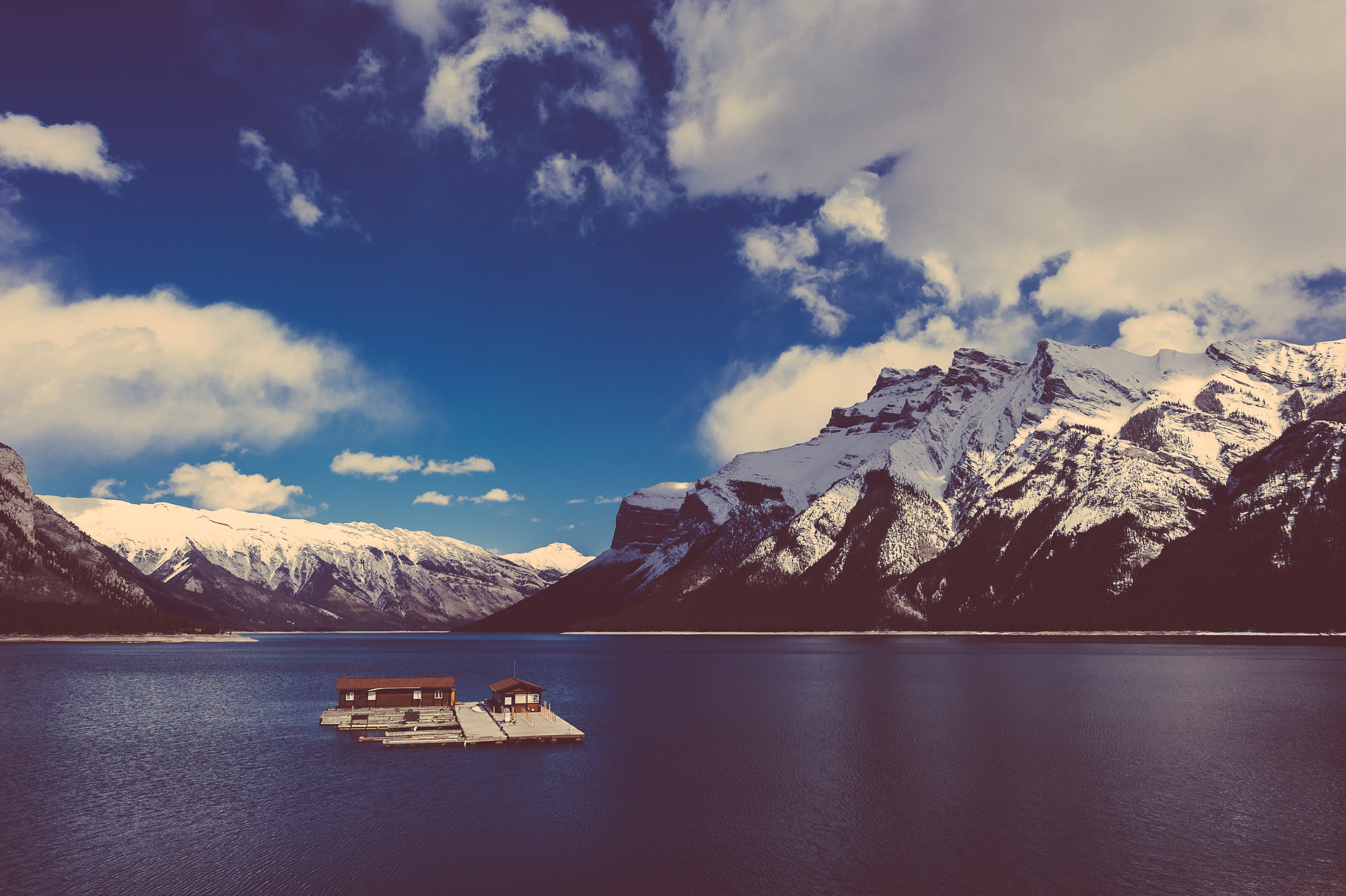Nikon D700 + Nikon AF-S Nikkor 24mm F1.4G ED sample photo. Boathouse at lake minnewanka photography