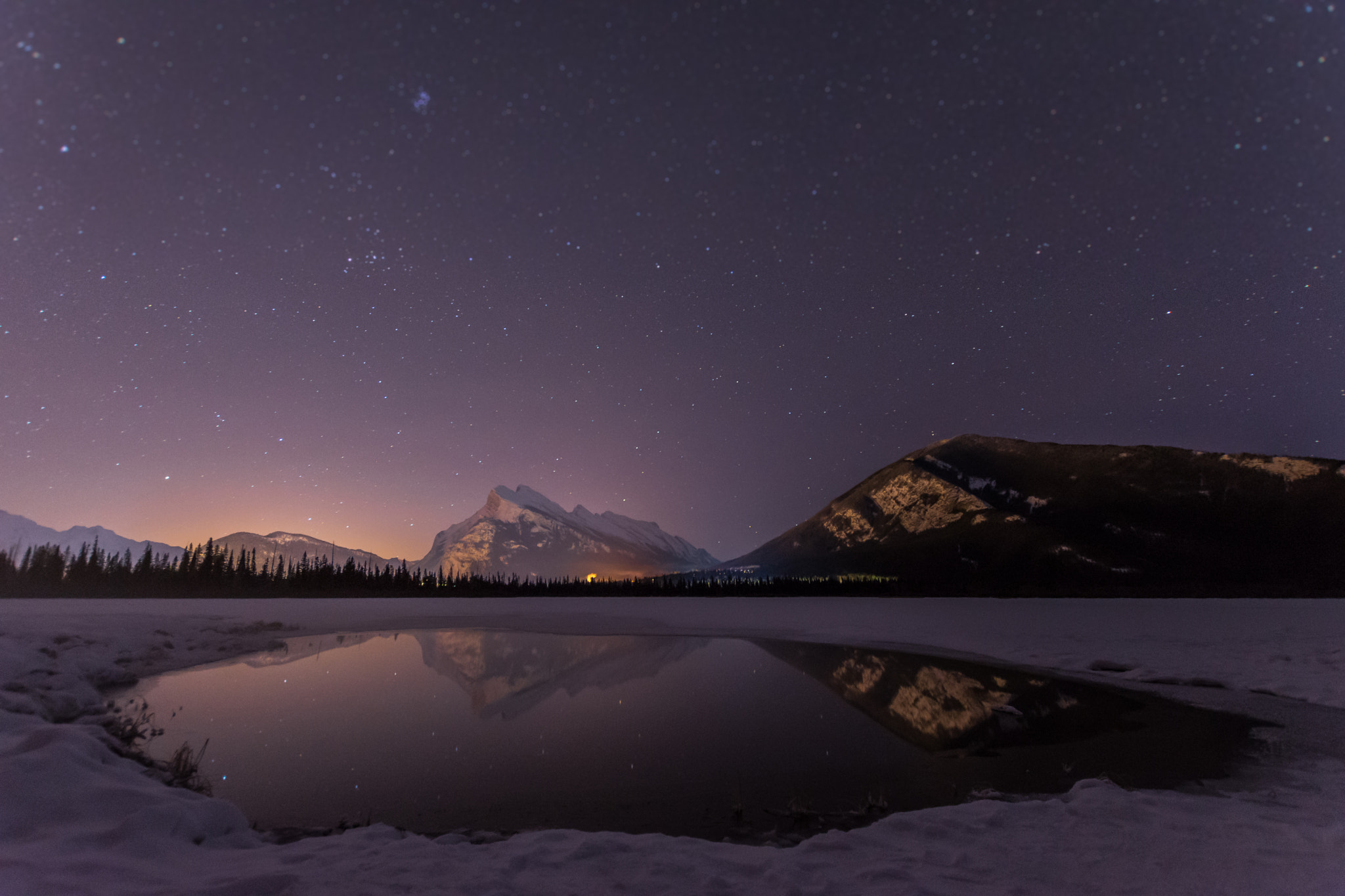 Night Sky Vermillion Lakes Alberta Canada