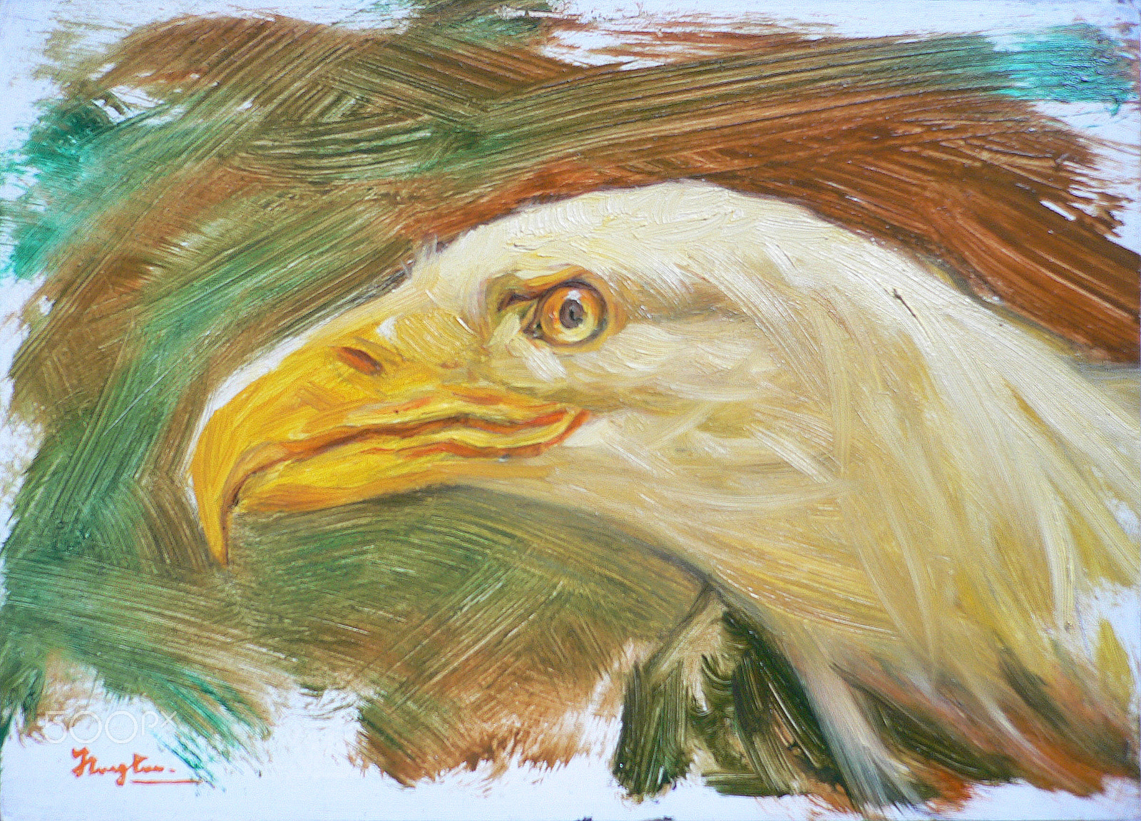 Panasonic DMC-FX7 sample photo. Original animale oil painting eagle on board photography