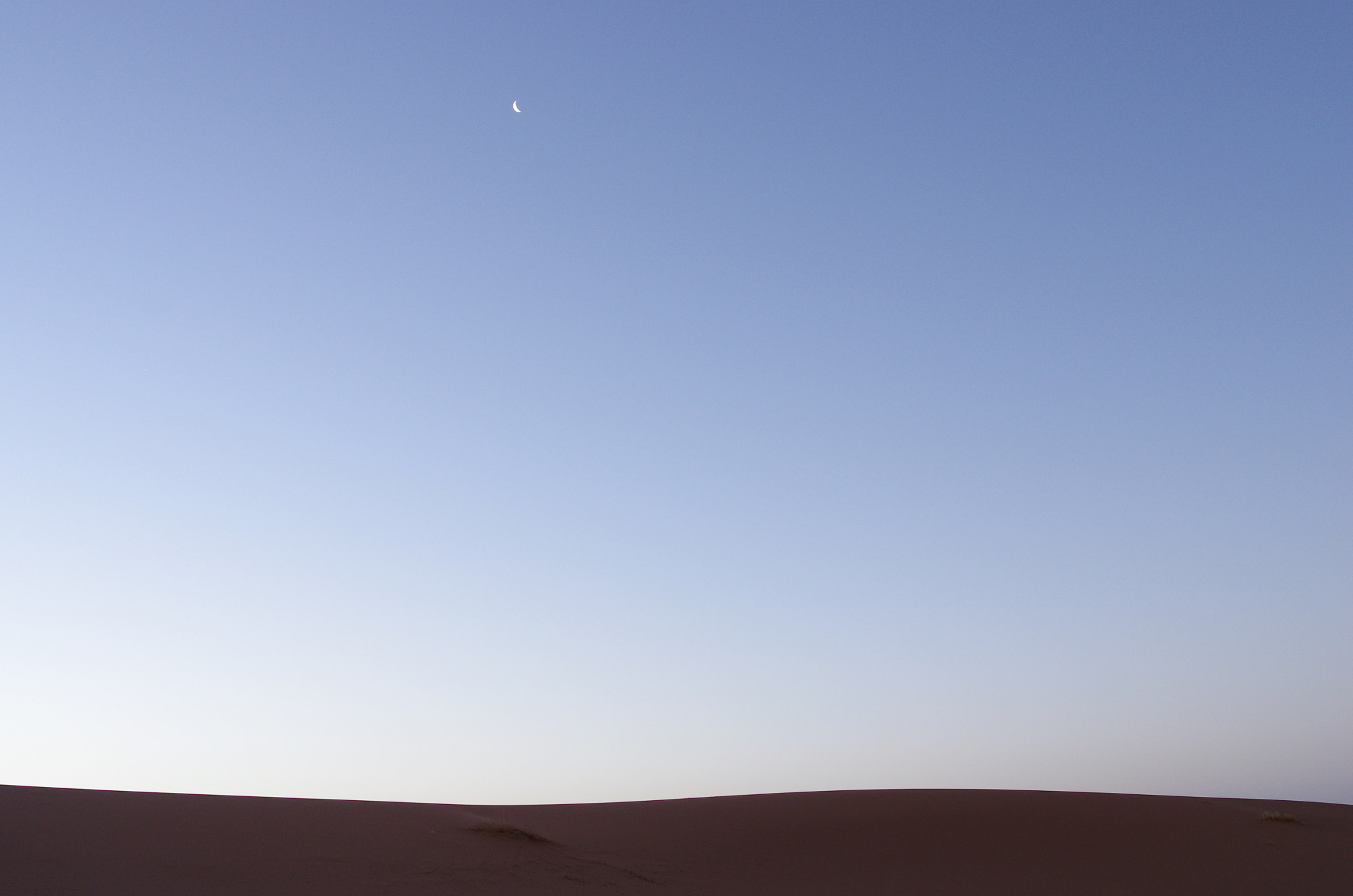 Pentax K-5 sample photo. Moon crescent over the desert photography