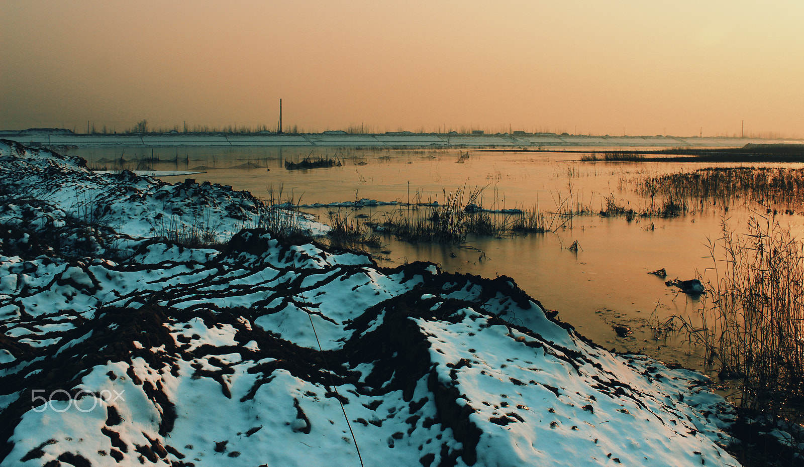 Canon EOS 650D (EOS Rebel T4i / EOS Kiss X6i) sample photo. 黄河故道雪后暮色 photography
