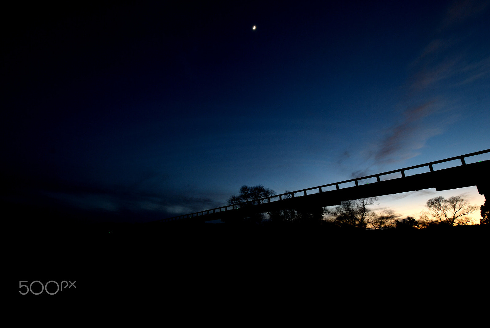 Nikon D40X sample photo. Bridge and moon photography