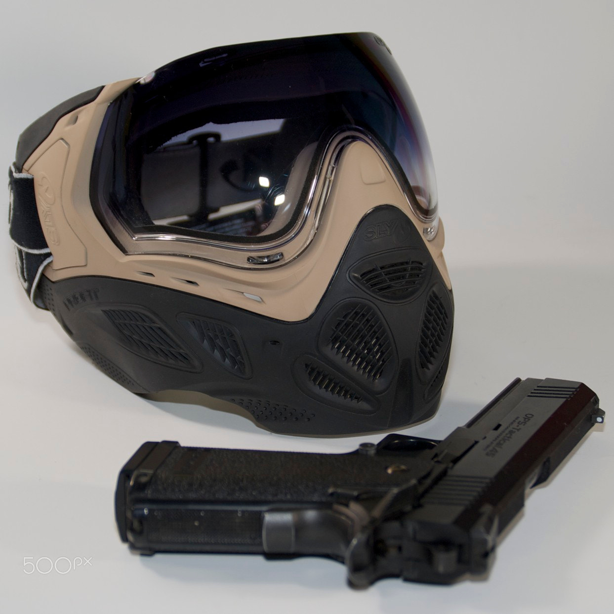 Sony Alpha DSLR-A200 sample photo. Mask & gun photography