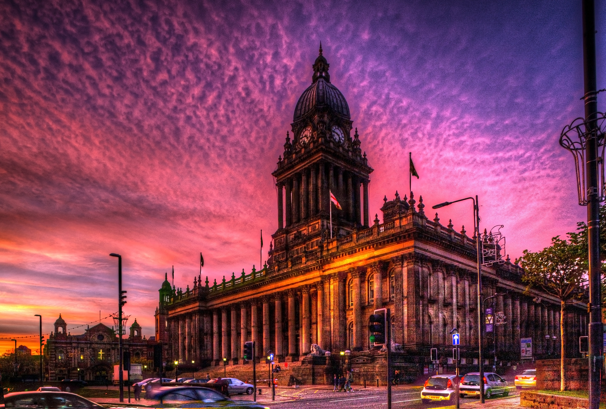 Canon EOS 5D + Canon TS-E 24mm f/3.5L sample photo. Leeds town hall at sunset. photography