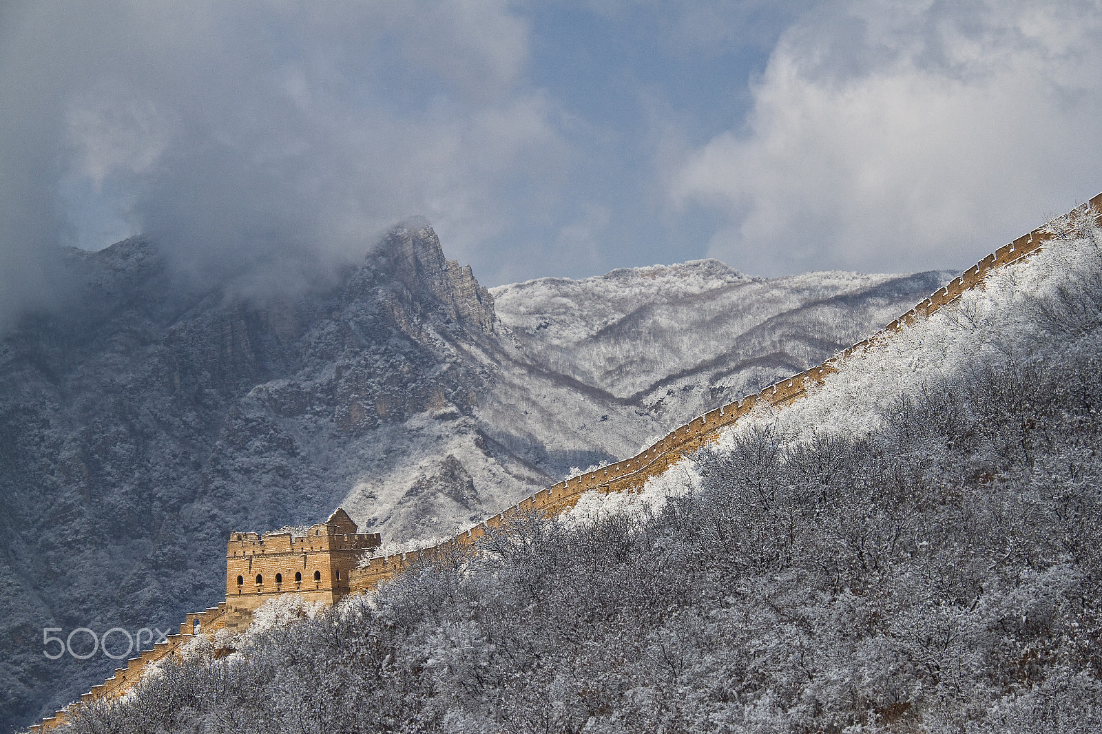 Canon EOS 500D (EOS Rebel T1i / EOS Kiss X3) + Canon EF-S 18-200mm F3.5-5.6 IS sample photo. A beautiful winter day, remote great wall section photography