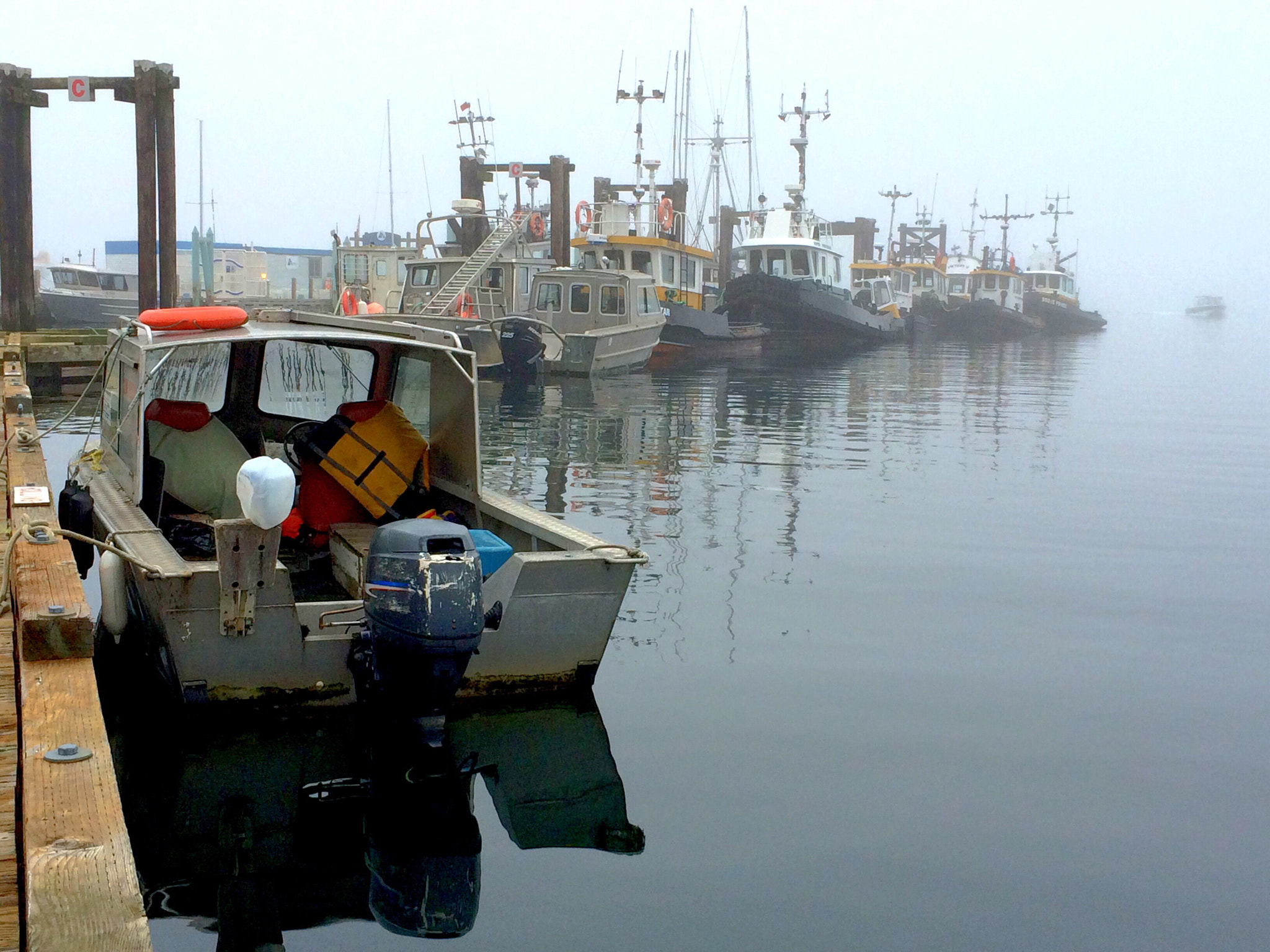 Apple iPhone6,1 sample photo. Coastal scene on a peaceful foggy morning, nanaimo harbour, vancouver island, bc, canada. photography