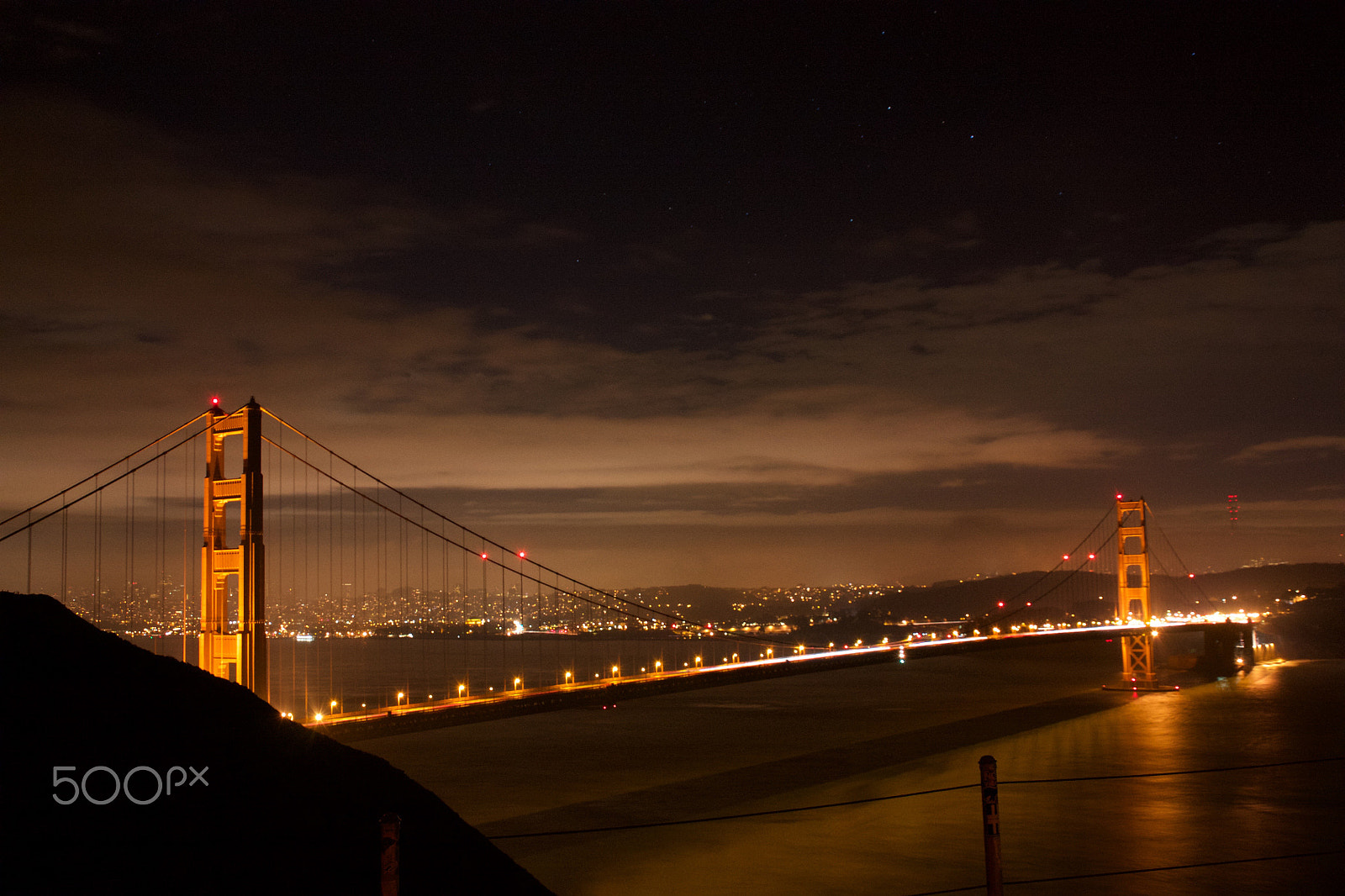 Canon EOS 450D (EOS Rebel XSi / EOS Kiss X2) sample photo. Golden gate by night photography