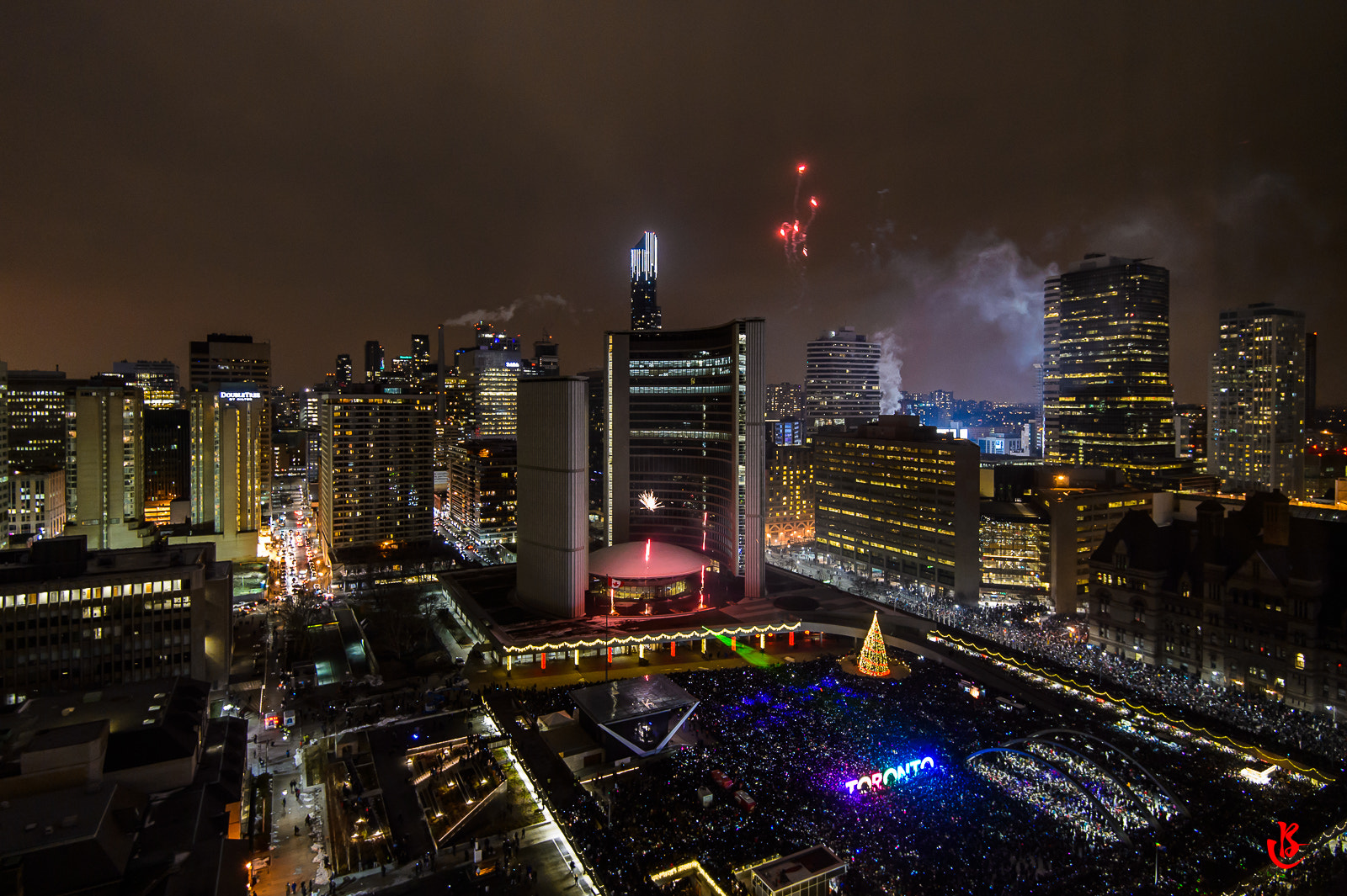 Nikon Df sample photo. Toronto city hall on new year 2016 photography
