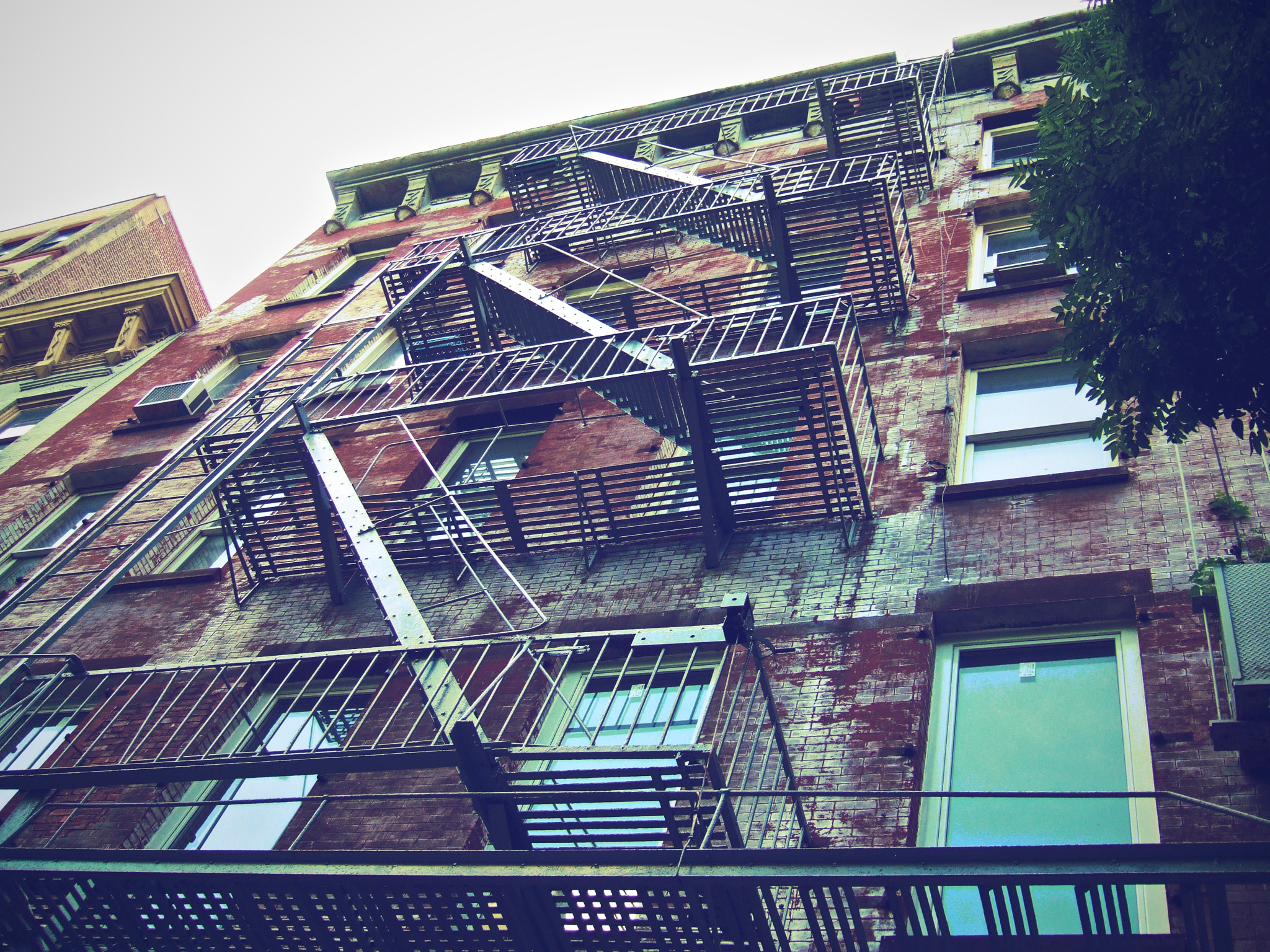 Fujifilm FinePix F11 sample photo. Fire escape from below photography