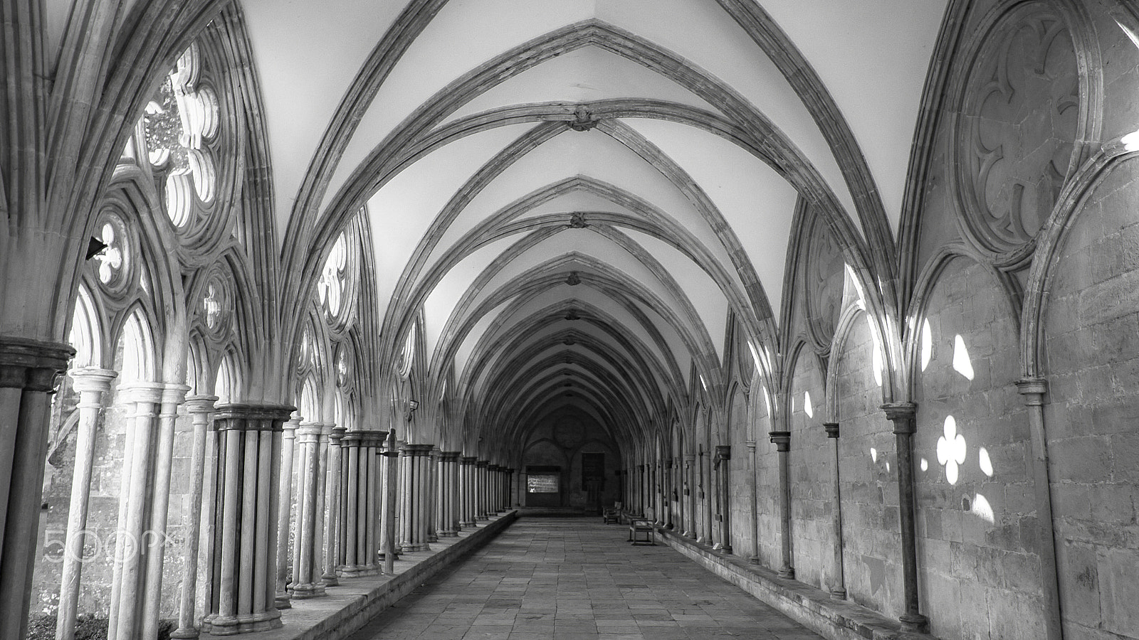 Canon EOS 750D (EOS Rebel T6i / EOS Kiss X8i) + Canon EF-S 10-18mm F4.5–5.6 IS STM sample photo. Cloisters in black and white photography