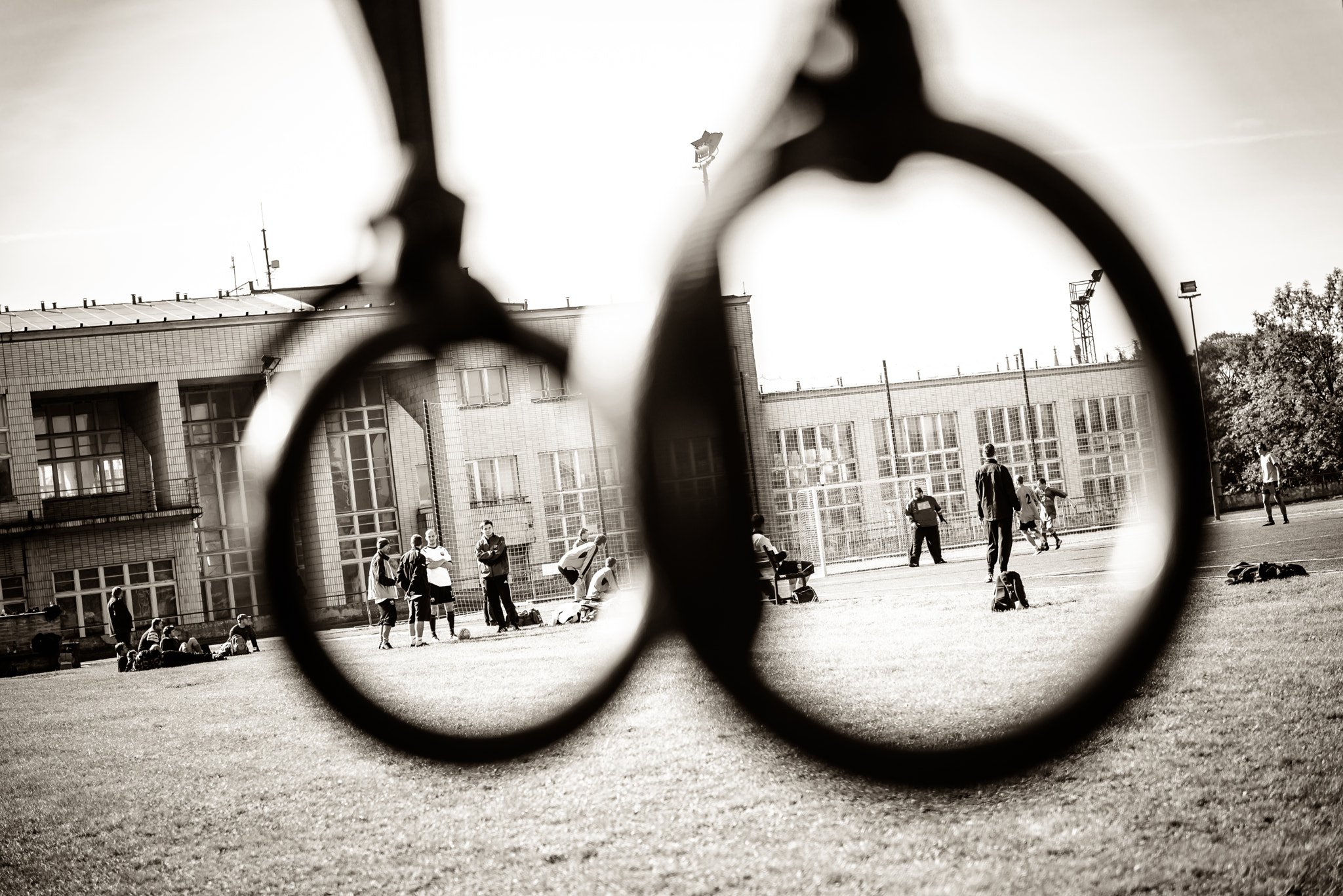 Men on the soccer field - Prague