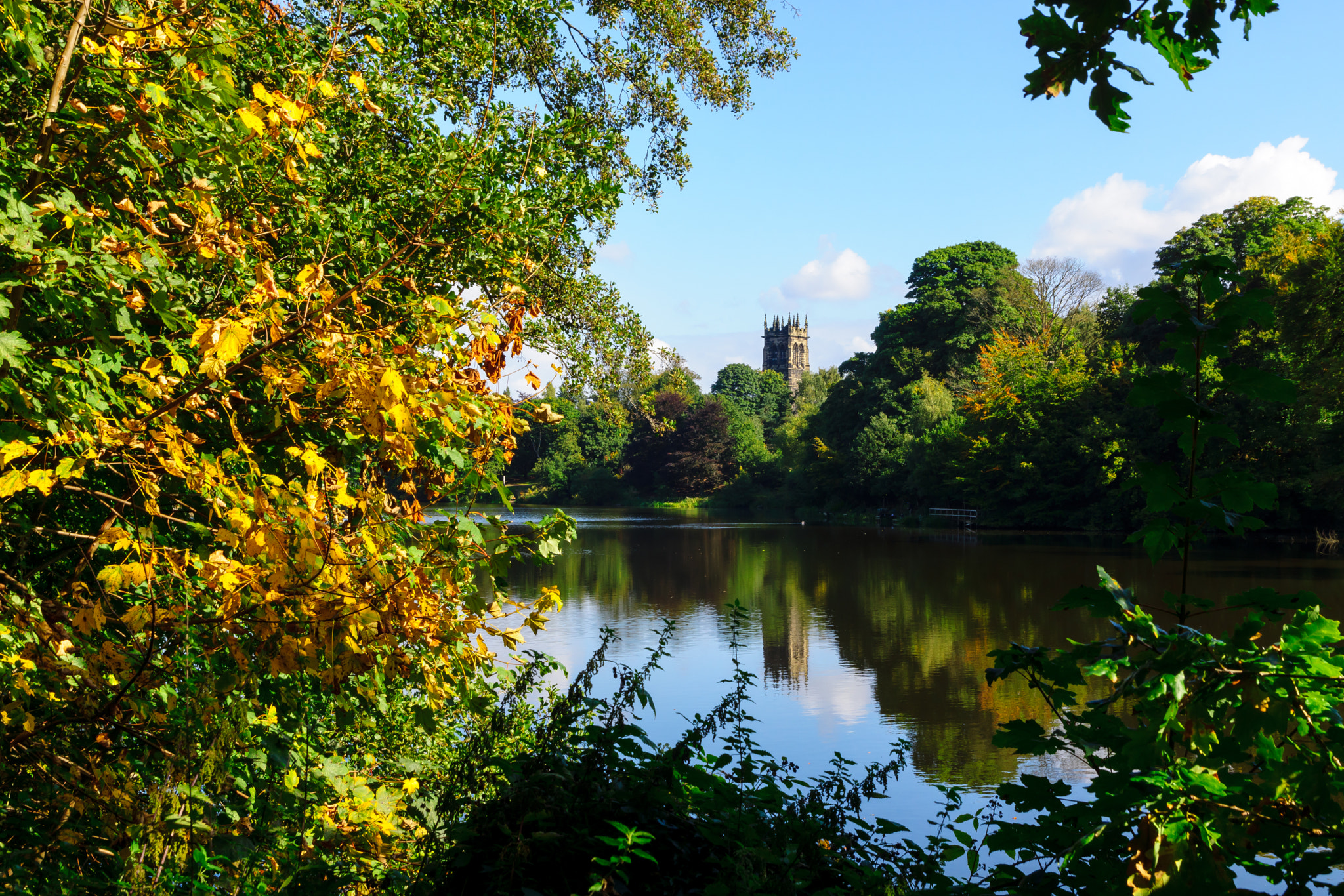 Sony SLT-A65 (SLT-A65V) + Tamron SP 24-70mm F2.8 Di VC USD sample photo. Lymm dam in autumn photography