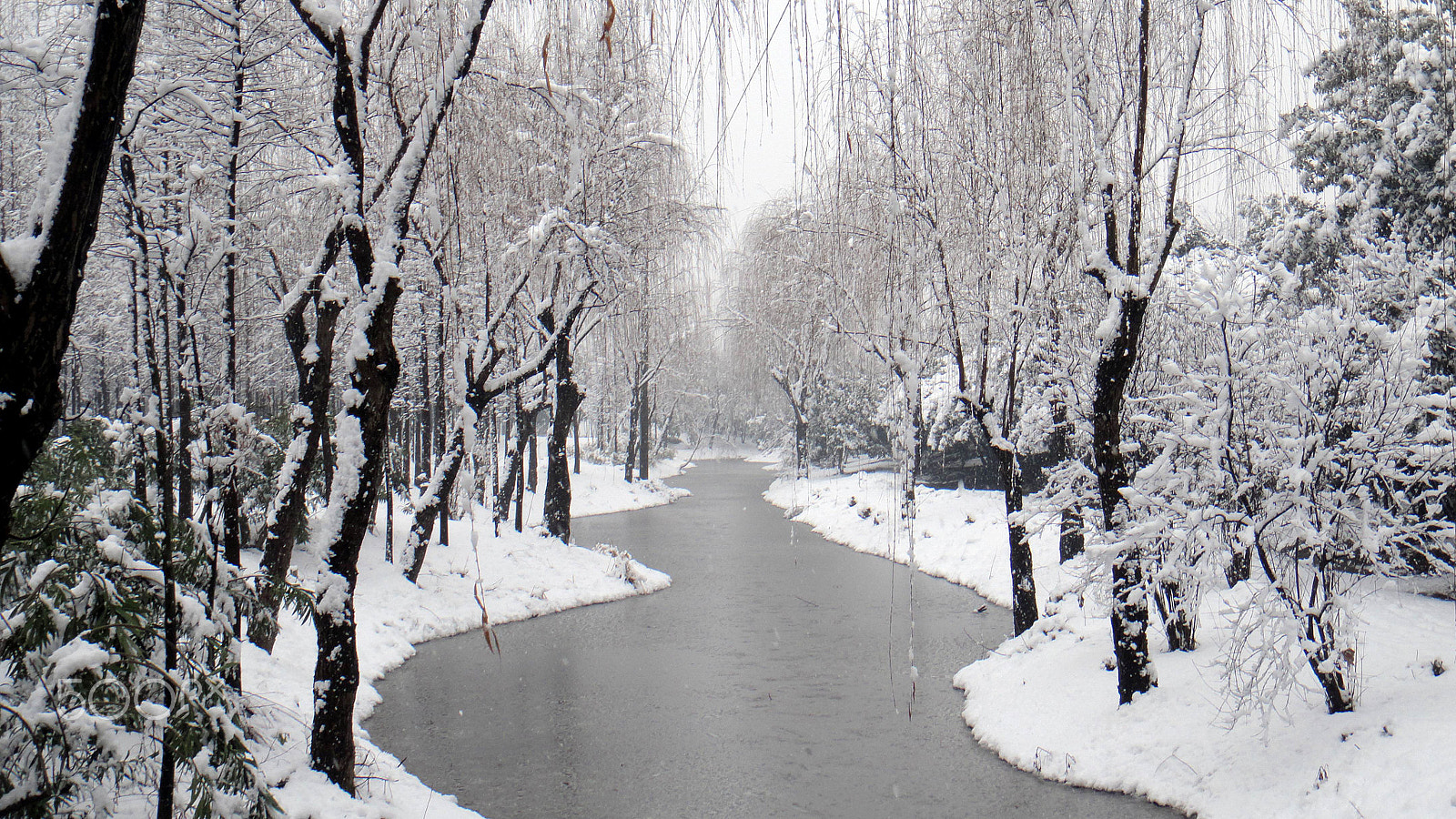 Sony DSC-T99C sample photo. Snow with icing river photography