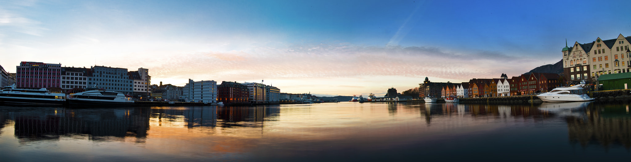 Sony a99 II sample photo. Panorama of bergan habour photography