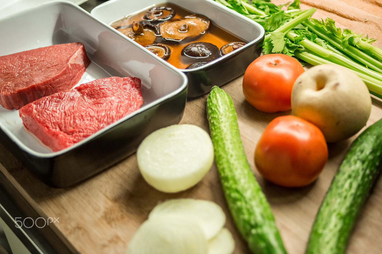 Canon EF 28-80mm f/2.8-4L sample photo. Ingredients on old chopping board photography