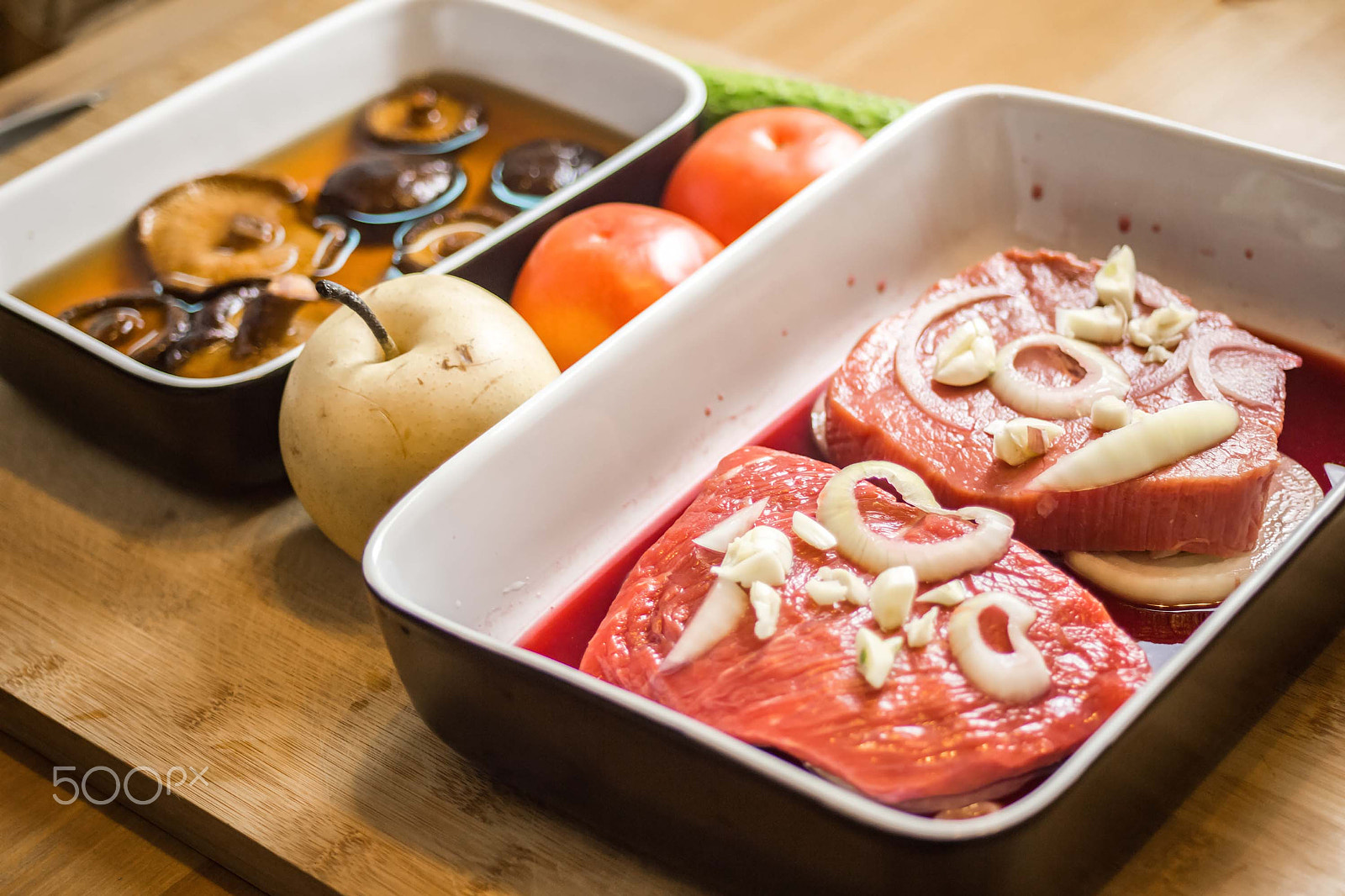 Canon EF 28-80mm f/2.8-4L sample photo. Ingredients on old chopping board photography