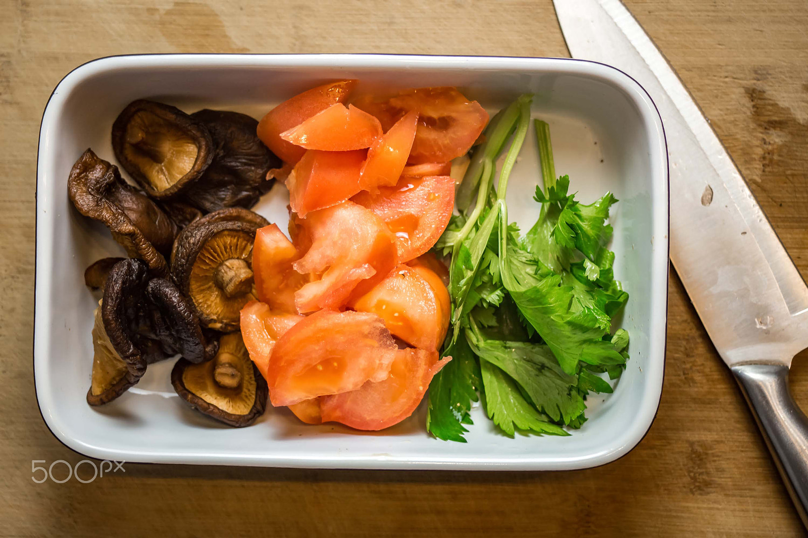 Canon EF 28-80mm f/2.8-4L sample photo. Ingredients on old chopping board photography