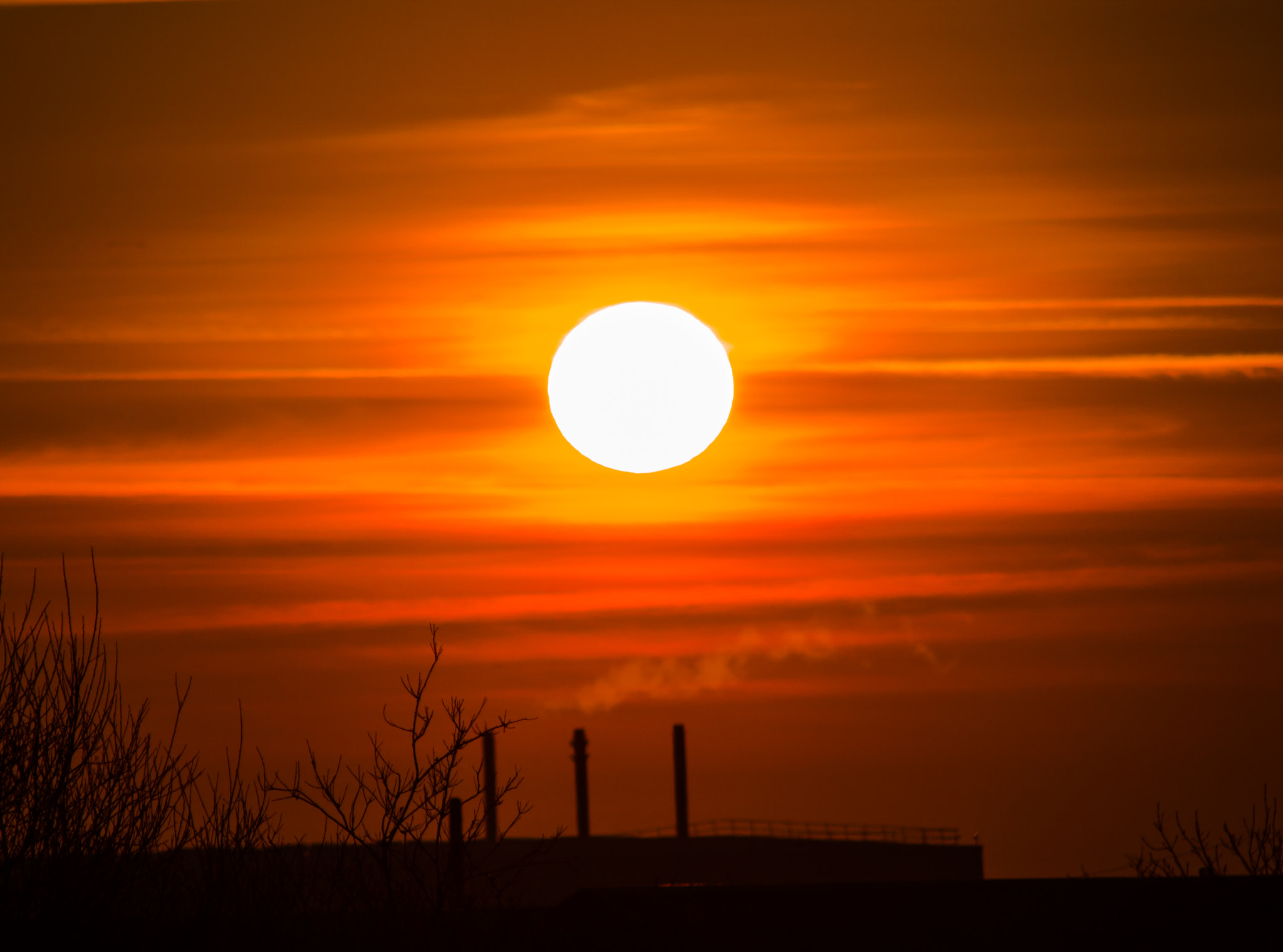 Canon EF 75-300mm f/4-5.6 USM sample photo. Chimney sunset photography