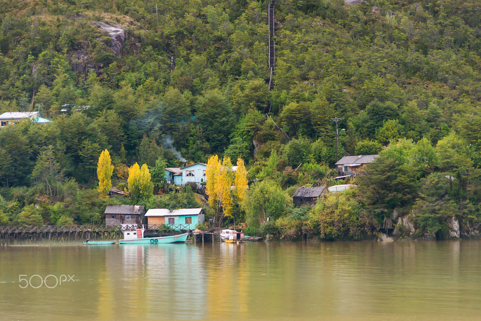 Sigma 70-300mm F4-5.6 APO DG Macro sample photo. The river, the houses and the stairs photography