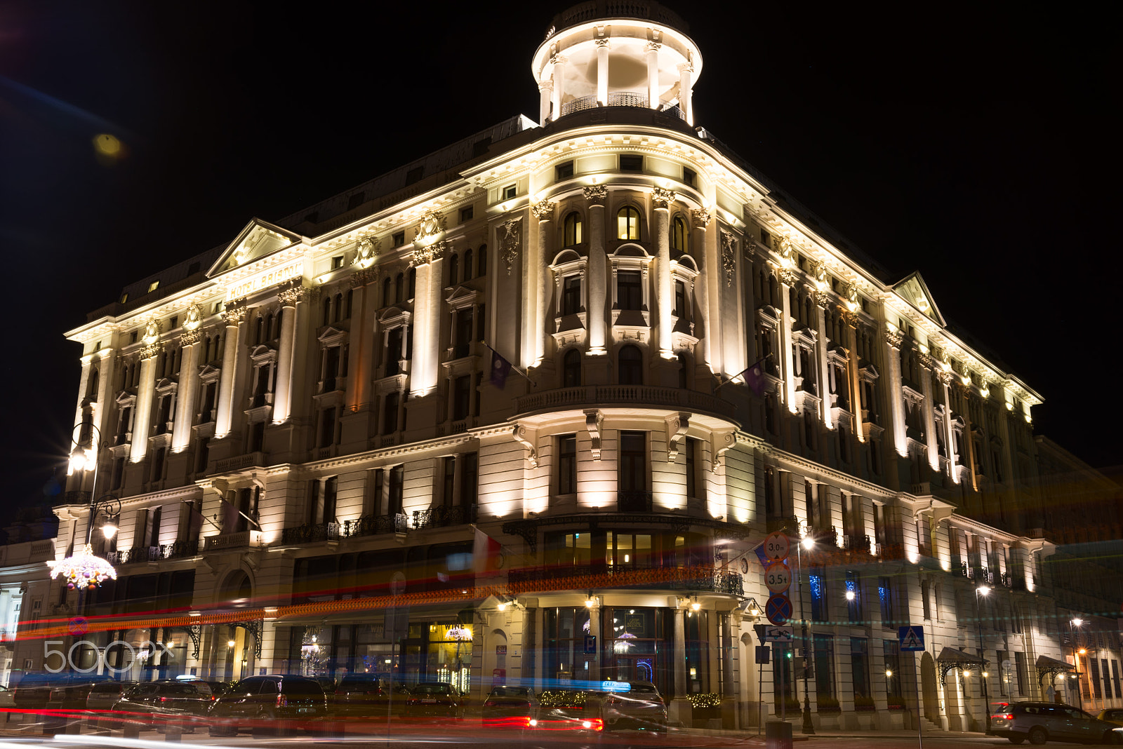 Nikon D610 + AF-S Nikkor 35mm f/1.8G sample photo. Hotel bristol at night in warsaw, poland photography