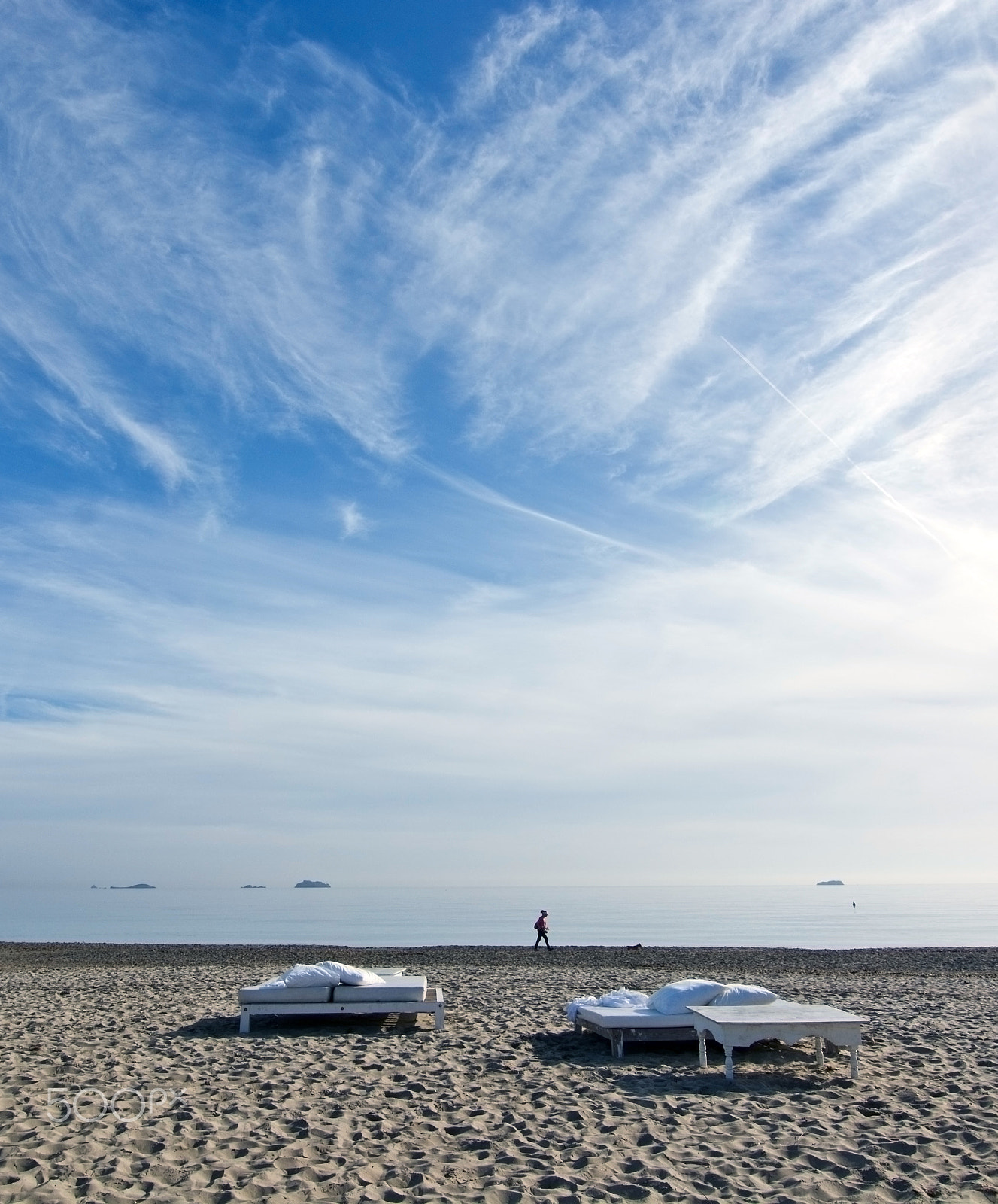 IX-Nikkor 30-60mm f/4-5.6 sample photo. White sunbeds on the sandy playa d'en bossa beach photography