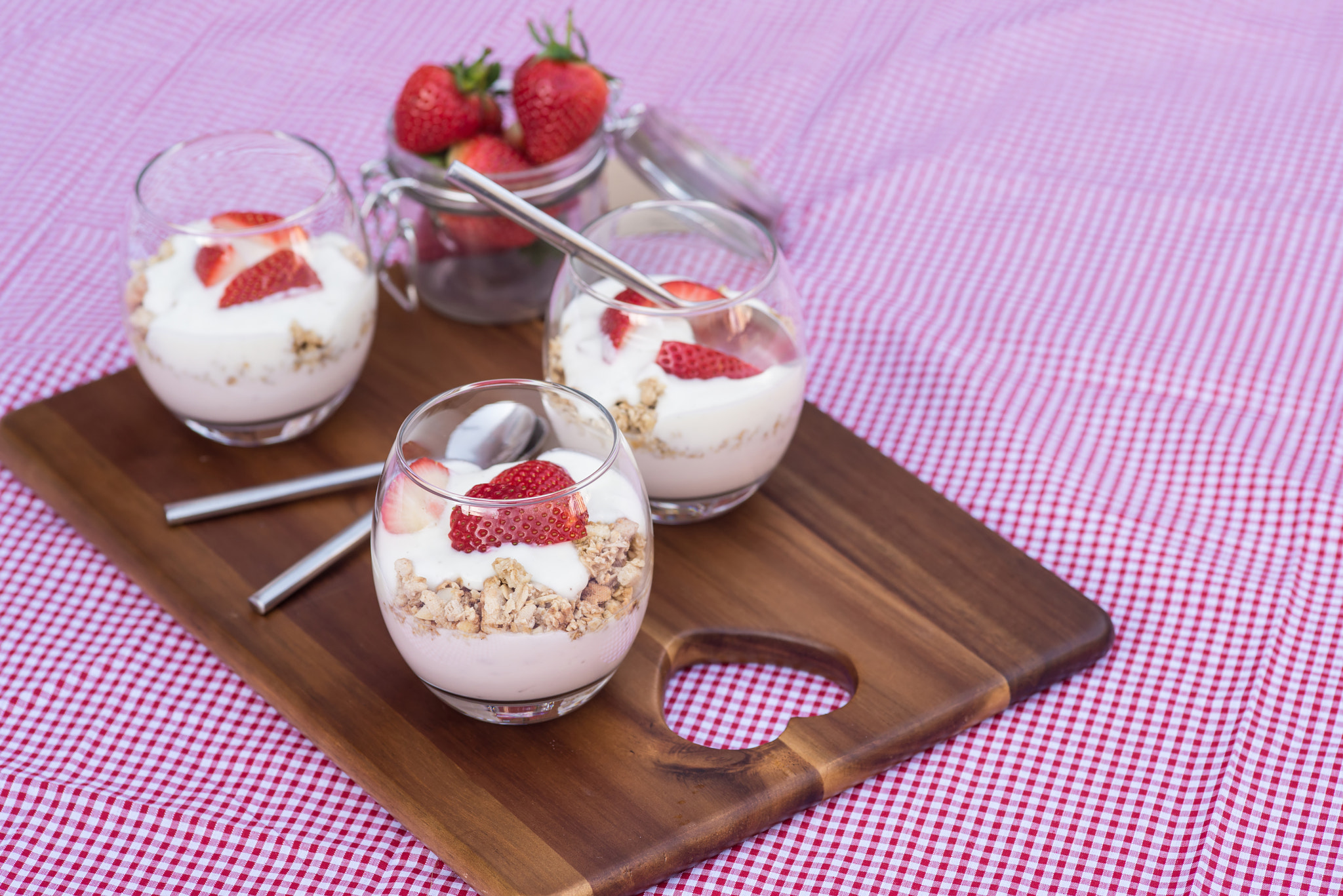 Nikon D600 + Sigma 105mm F2.8 EX DG Macro sample photo. Delicious fresh strawberries and yoghurt breakfast photography