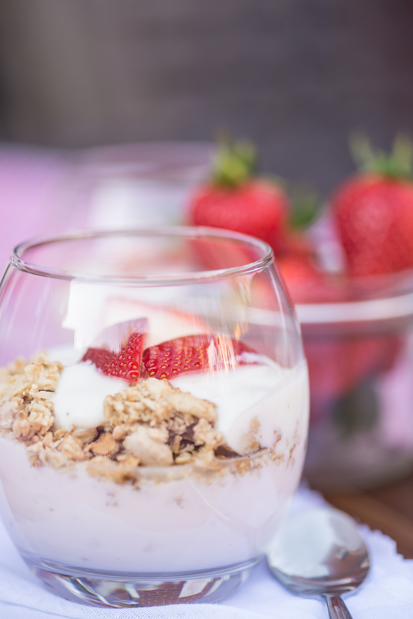 Nikon D600 + Sigma 105mm F2.8 EX DG Macro sample photo. Delicious fresh strawberries and yoghurt breakfast photography