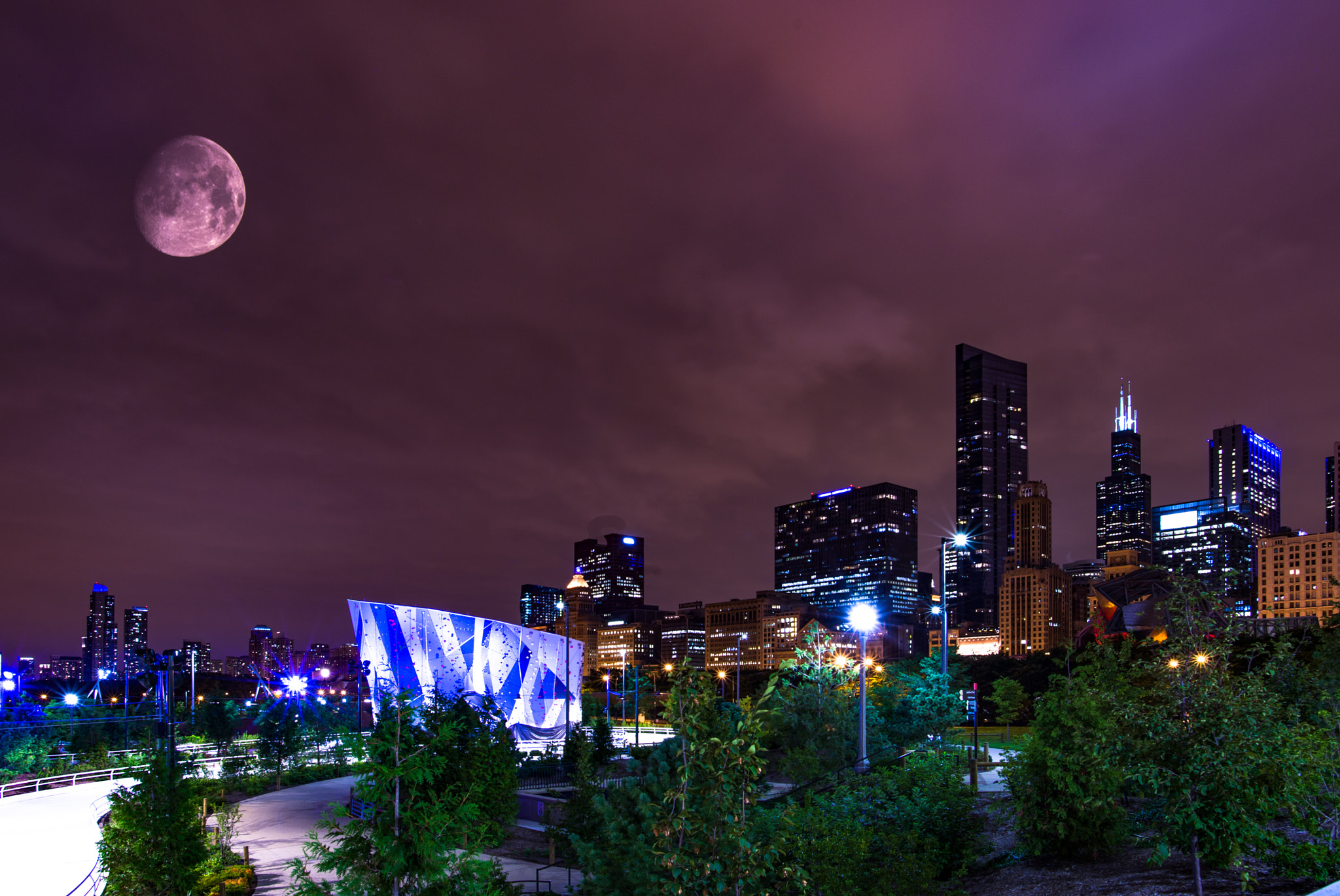 Nikon Df + Nikon AF-S Nikkor 20mm F1.8G ED sample photo. Chicago night view photography