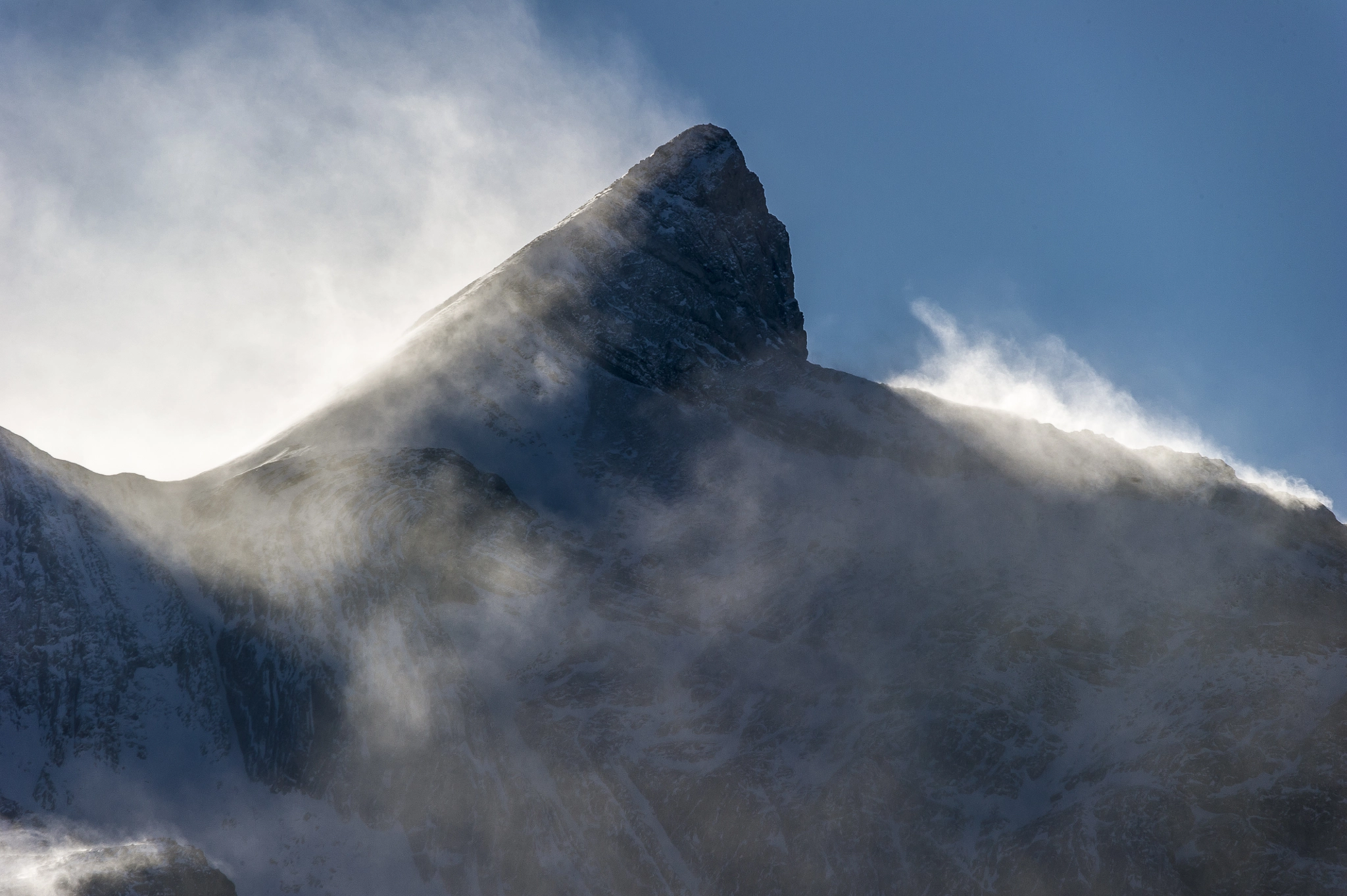 Sigma 150-500mm F5-6.3 DG OS HSM sample photo. Snow blowing off michener peak along abraham lake alberta photography