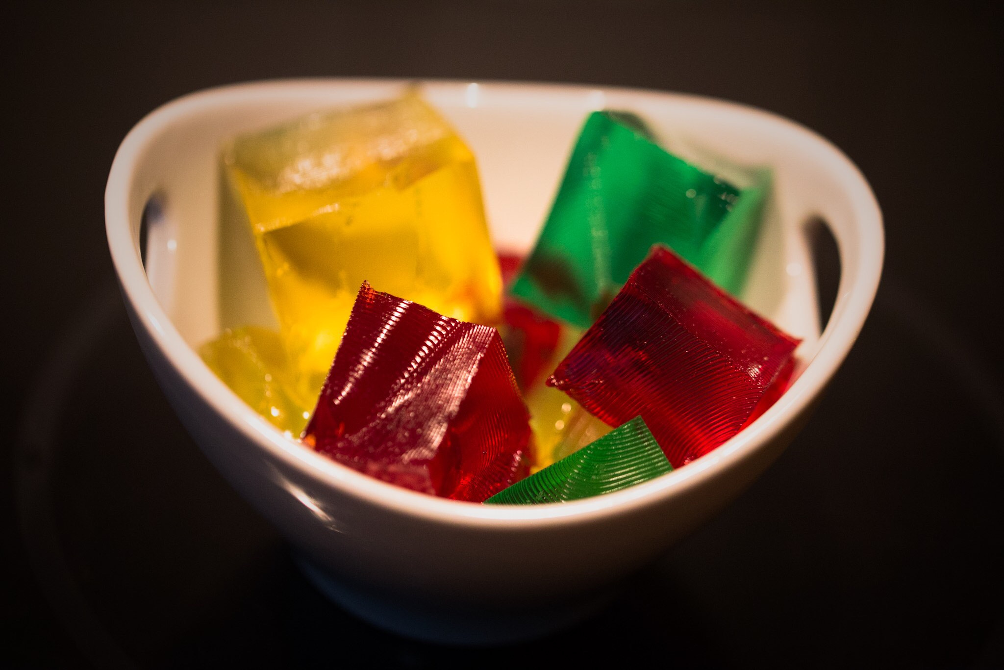 Canon EOS 6D + Tamron SP 90mm F2.8 Di VC USD 1:1 Macro (F004) sample photo. Jelly cubes in all colors  photography