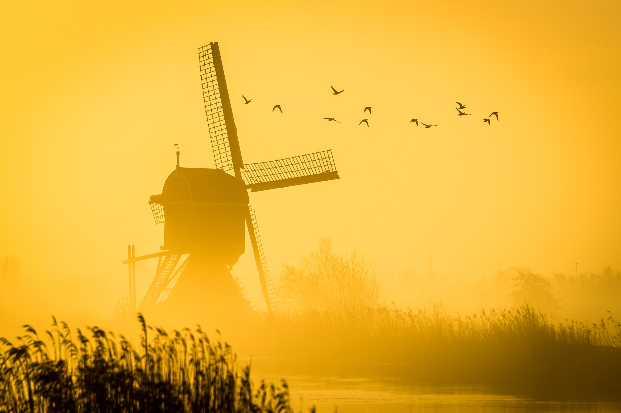 Sony a99 II + Sony 70-400mm F4-5.6 G SSM sample photo. Windmill at sunrise photography