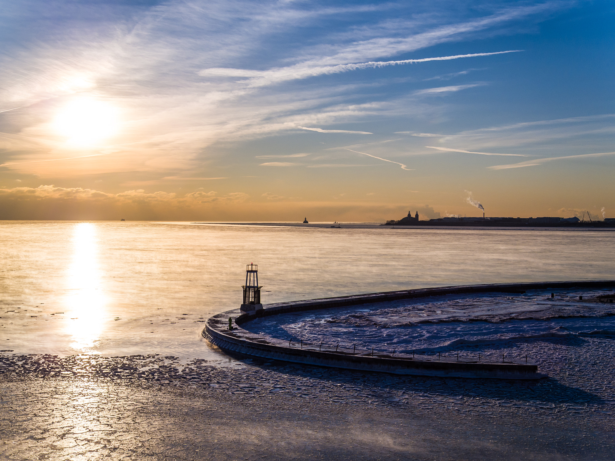 DJI FC550 + Olympus M.Zuiko Digital 25mm F1.8 sample photo. Frozen lake michigan photography