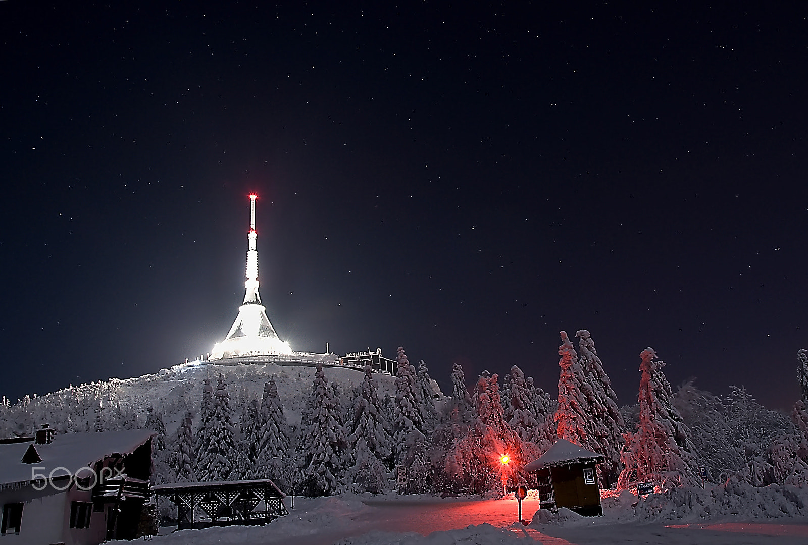 Nikon D5100 + 18.00 - 105.00 mm f/3.5 - 5.6 sample photo. Ještěd with stars :-) photography