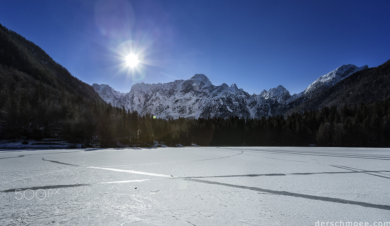 Canon EOS-1D X + Canon EF 16-35mm F2.8L USM sample photo. Frozen lake fusine in italy photography