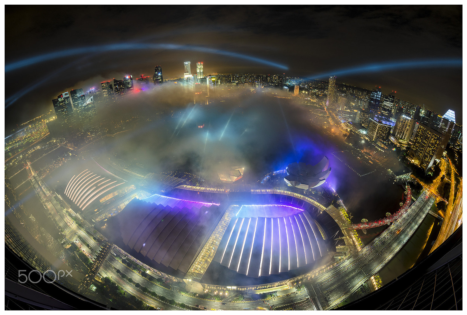Samyang 12mm F2.8 ED AS NCS Fisheye sample photo. Marina bay singapore countdown - laser beams photography