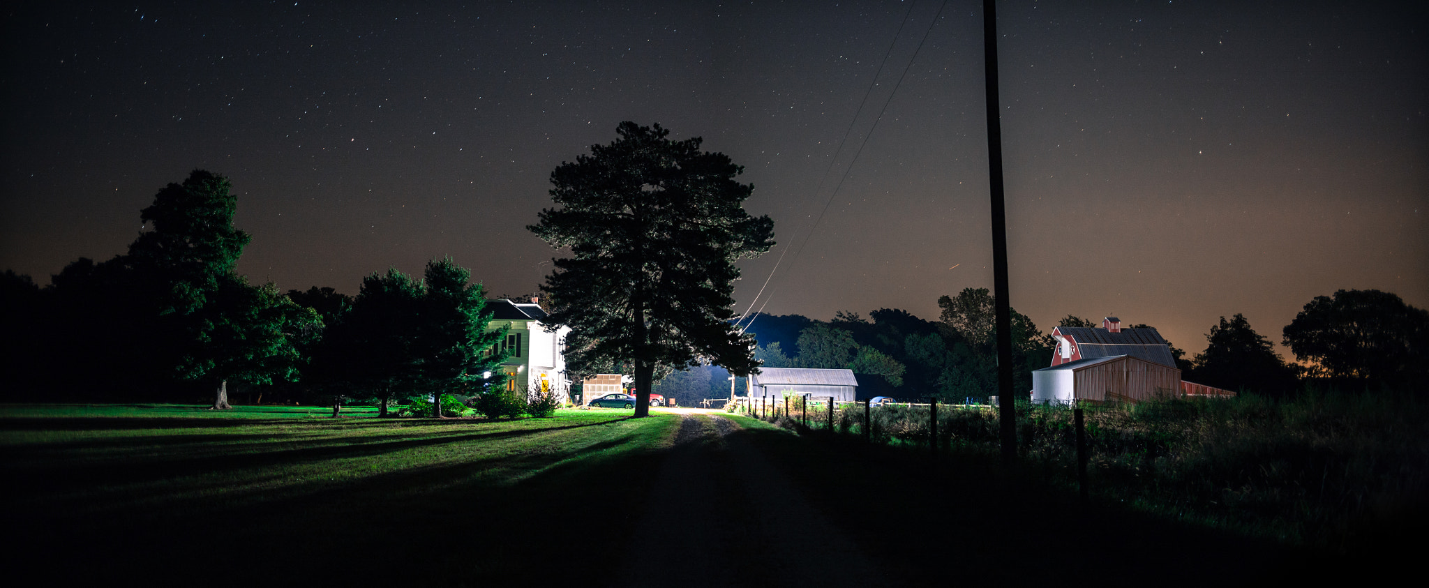 Canon EOS-1Ds Mark III + Canon TS-E 45mm F2.8 Tilt-Shift sample photo. Night panorama of my farm photography