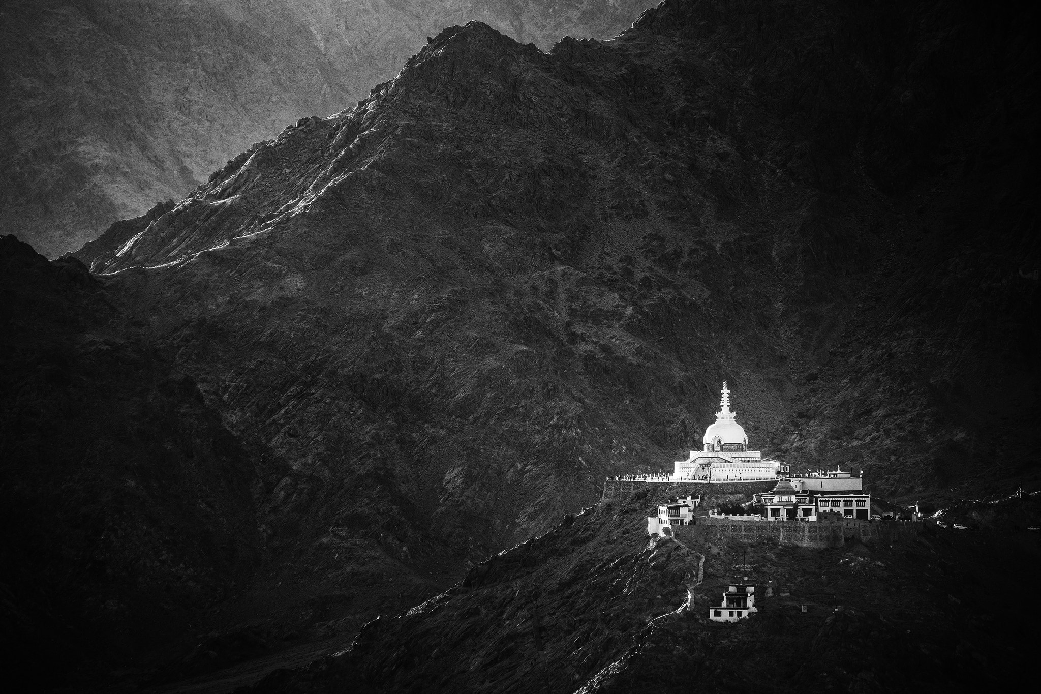 Canon EOS 6D + Canon EF 70-210mm f/4 sample photo. Shanti stupa mountains photography