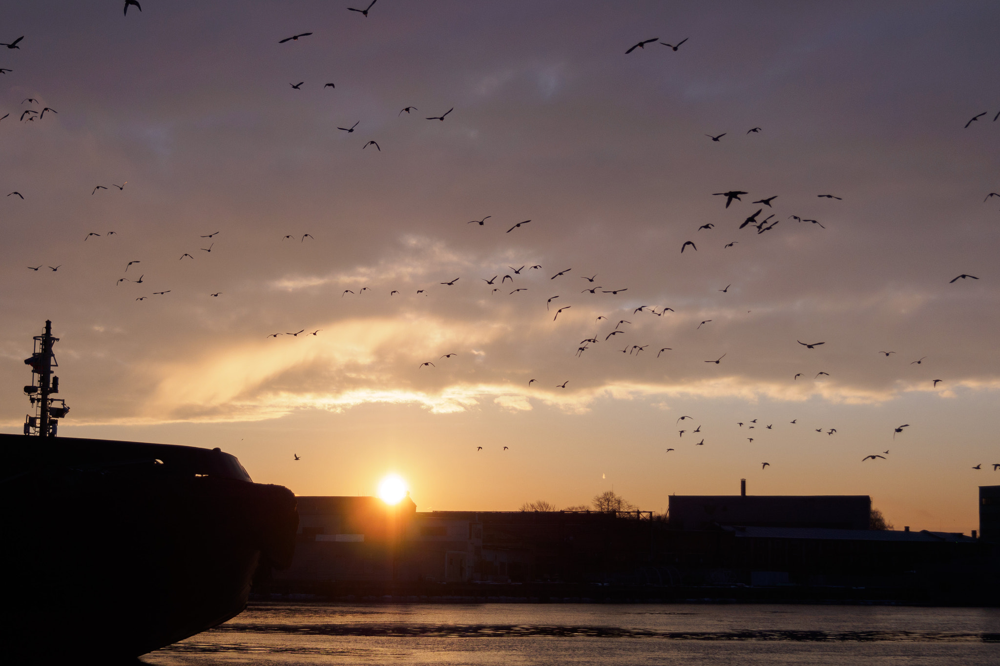 Olympus PEN E-PM2 sample photo. Sunrise at admiralty shipyard photography