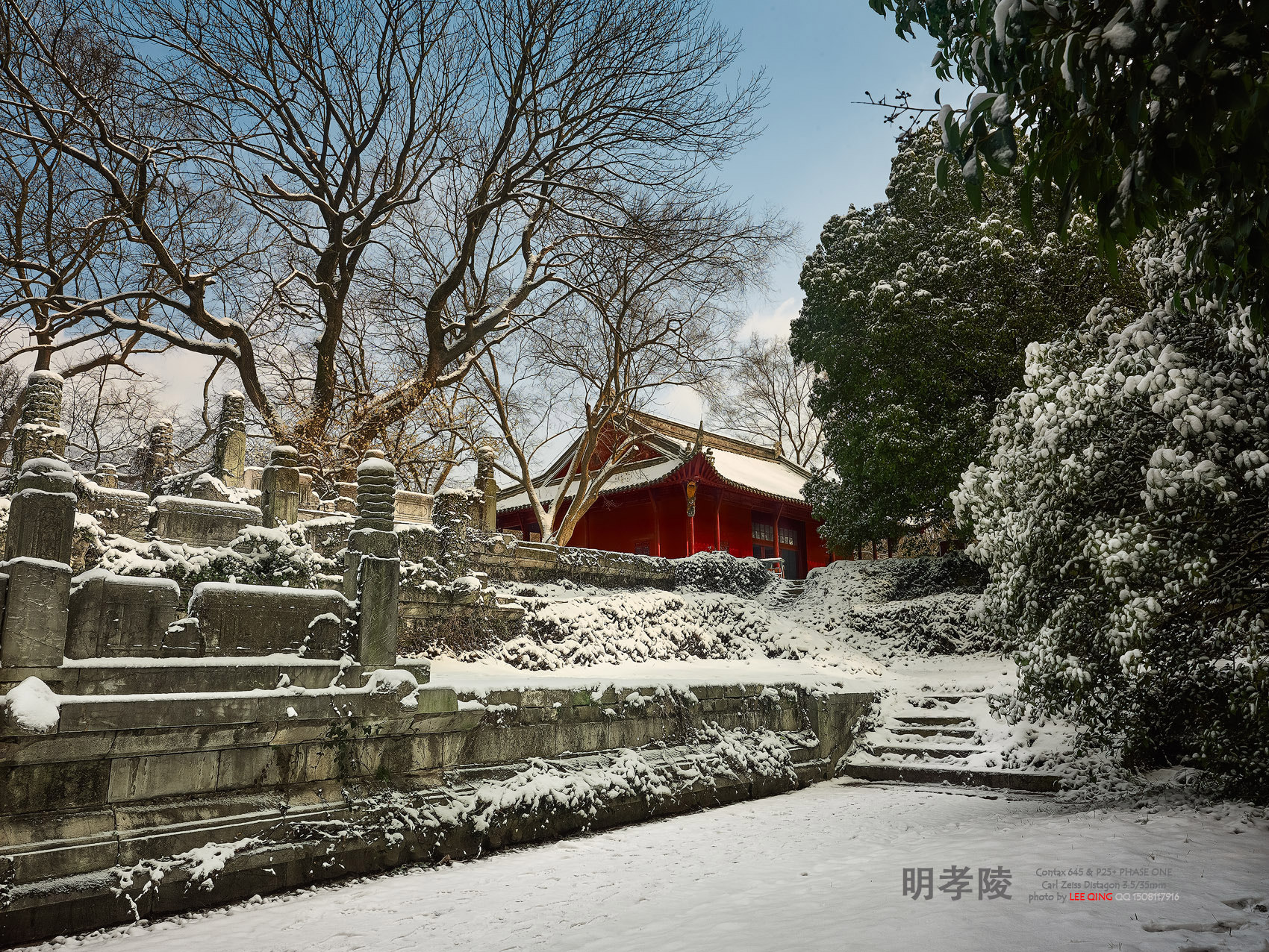 Phase One P25+ sample photo. 雪后明陵 photography