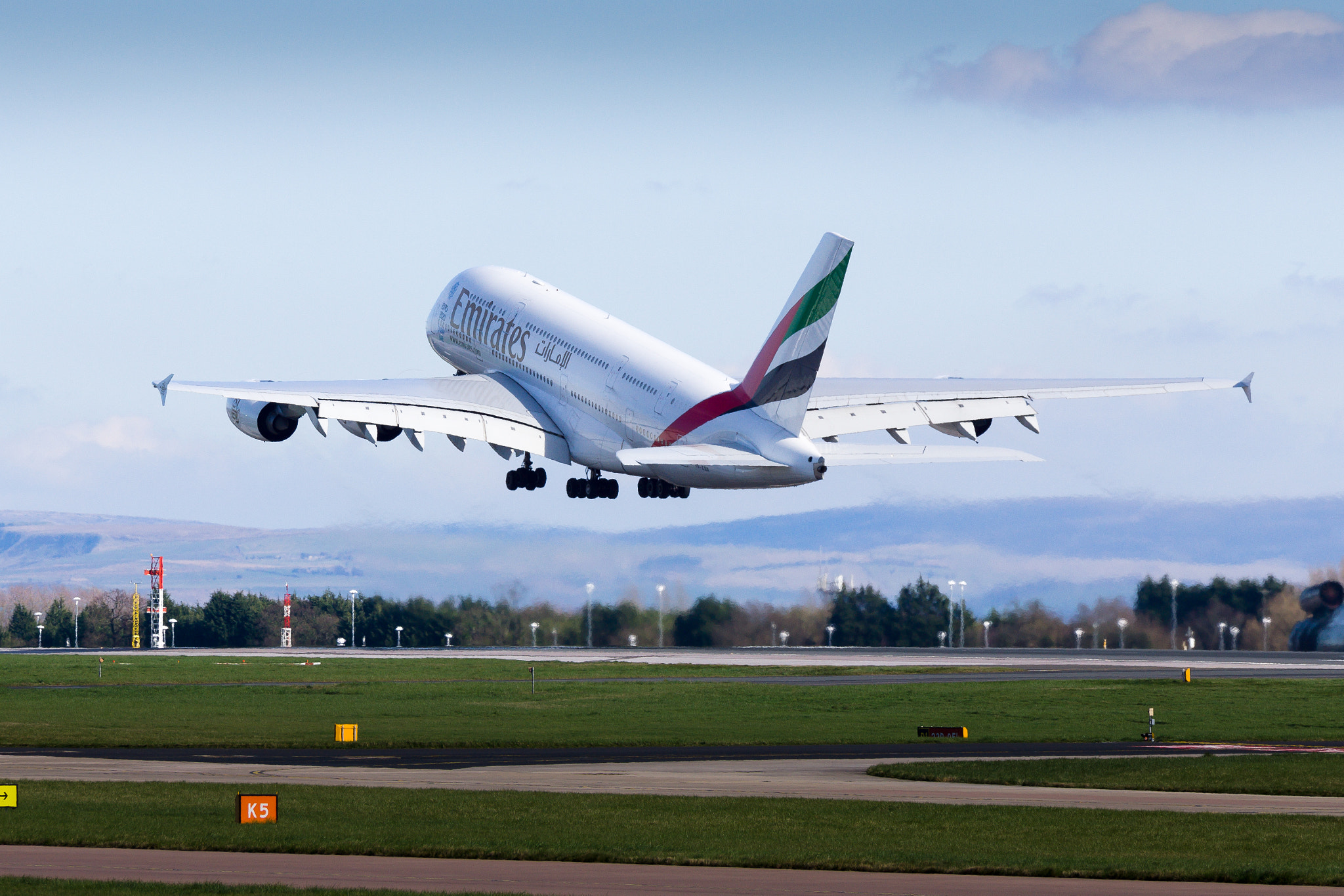 Sony 70-300mm F4.5-5.6 G SSM sample photo. A380 departs photography
