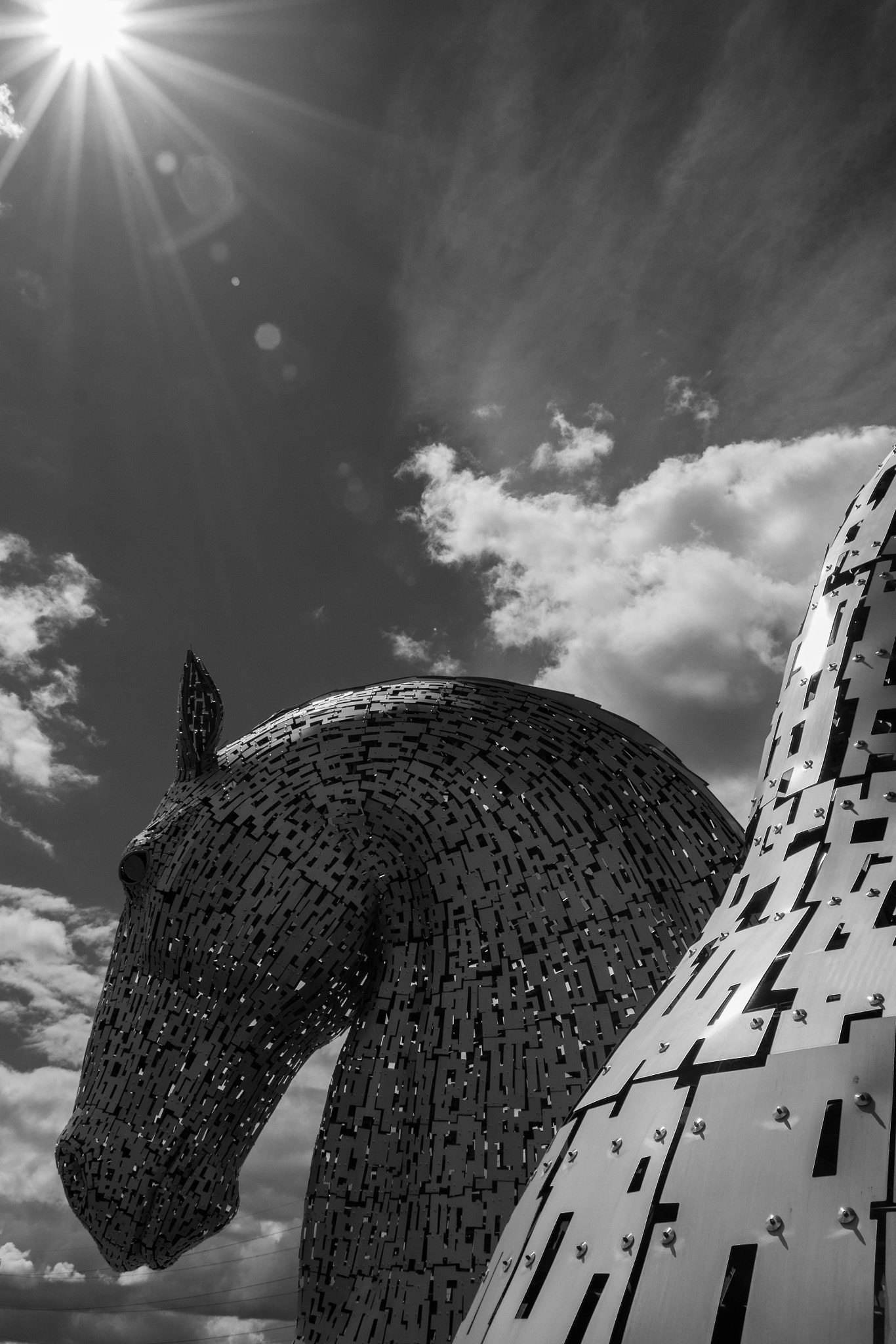 Canon EOS 60D + Sigma 18-50mm F2.8-4.5 DC OS HSM sample photo. Kelpies sunburst photography