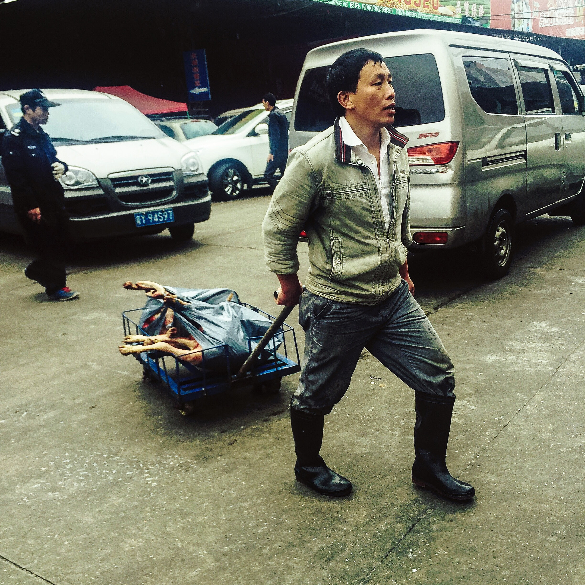 Hipstamatic 310 sample photo. A dog meat salesman. dog meat, good food for winte ... photography