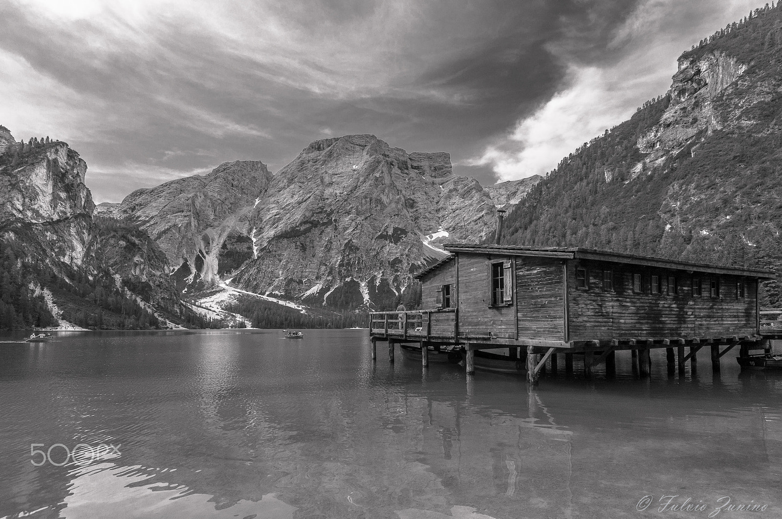 Sigma 12-24mm F4.5-5.6 EX DG Aspherical HSM sample photo. Braies lake in b&w photography